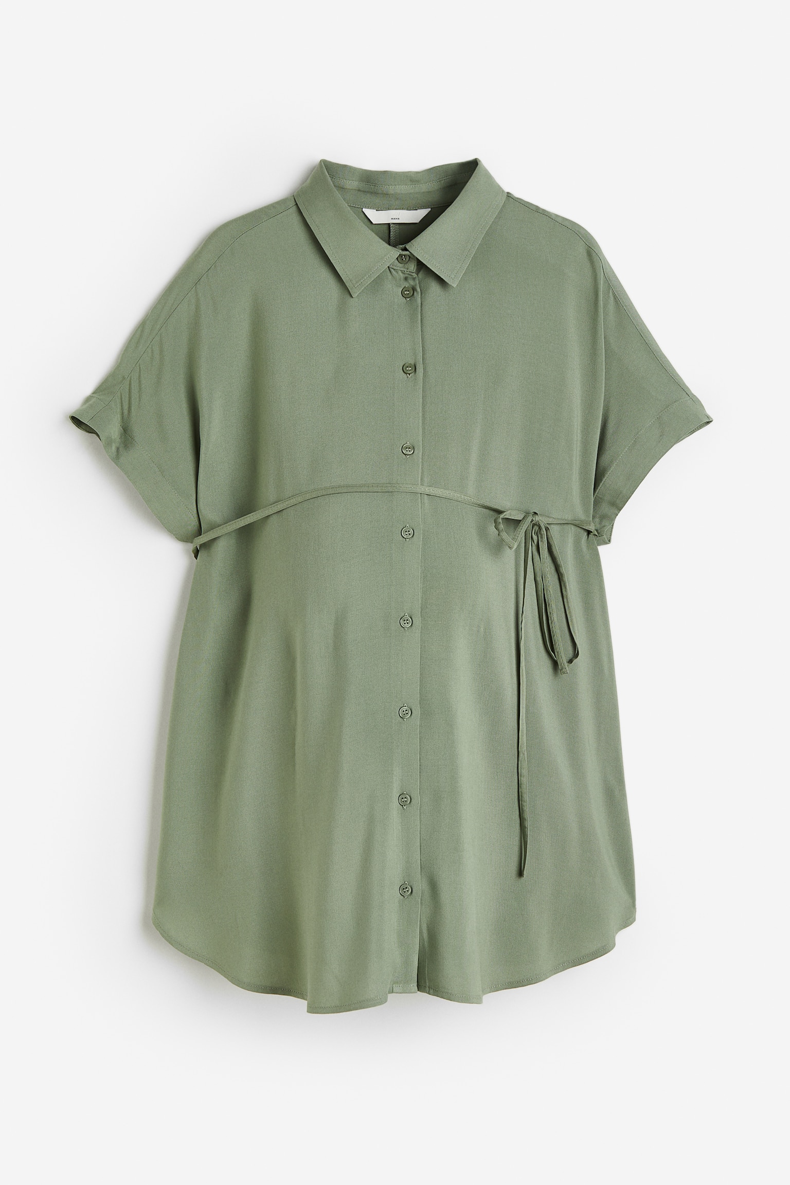 MAMA Tie-belt blouse - Khaki green/Black - 1