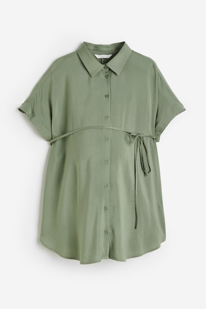 MAMA Tie-belt blouse - Khaki green - 2