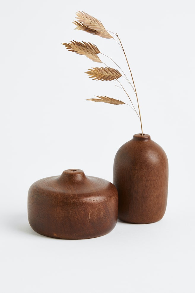 Wooden mini vase - Brown/Brown/Brown/Light beige - 3