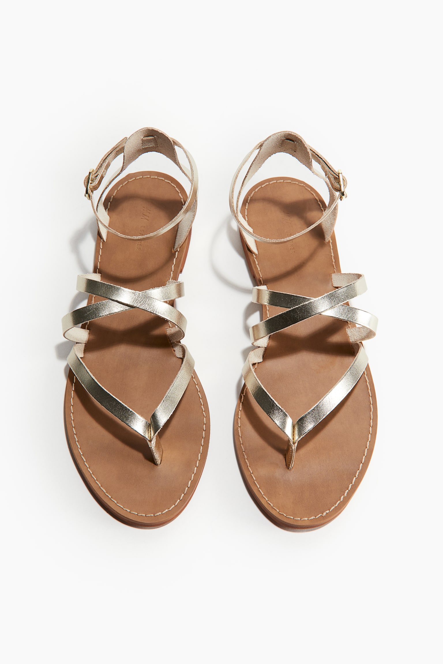 Strappy leather sandals - Gold-coloured - 5