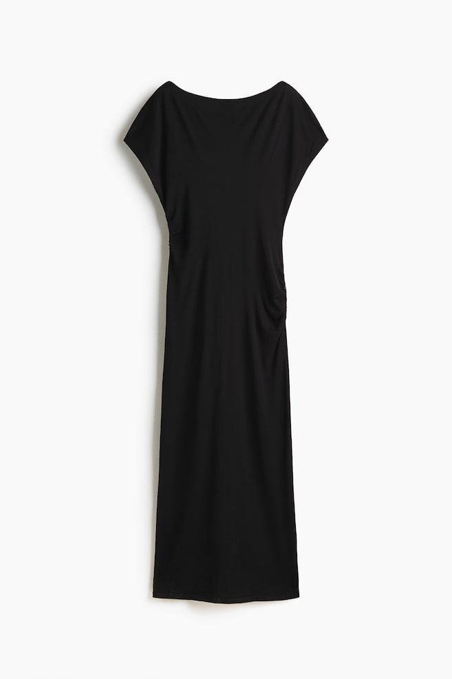 One-Shoulder Merino Wool Dress - Black - 1