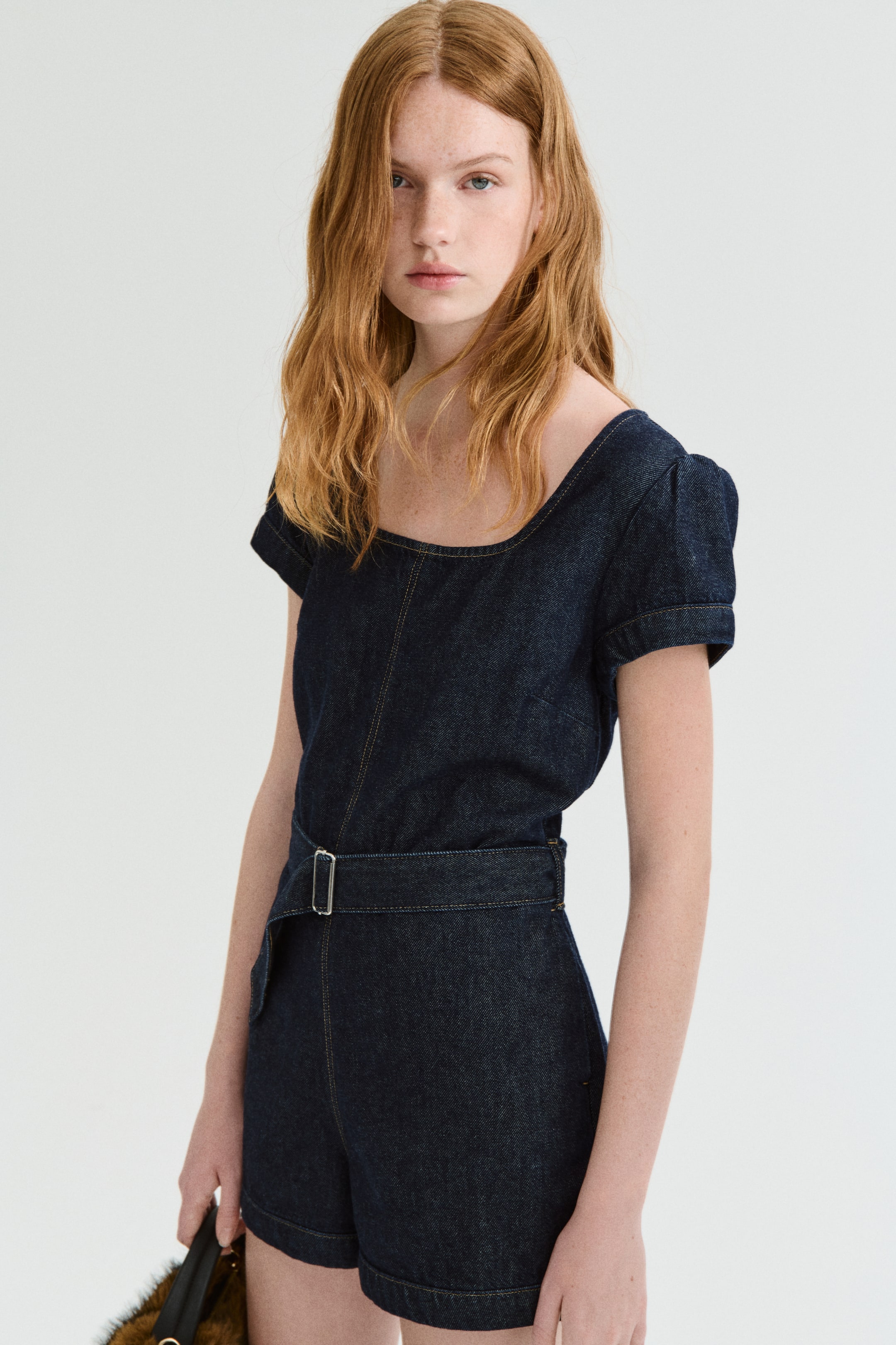View larger image: Belted Denim Romper - Dark denim blue - Ladies | H&M PH 1