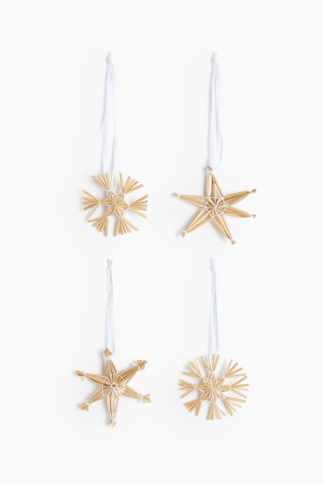 4-pack Christmas decorations - Beige/Stars - 1
