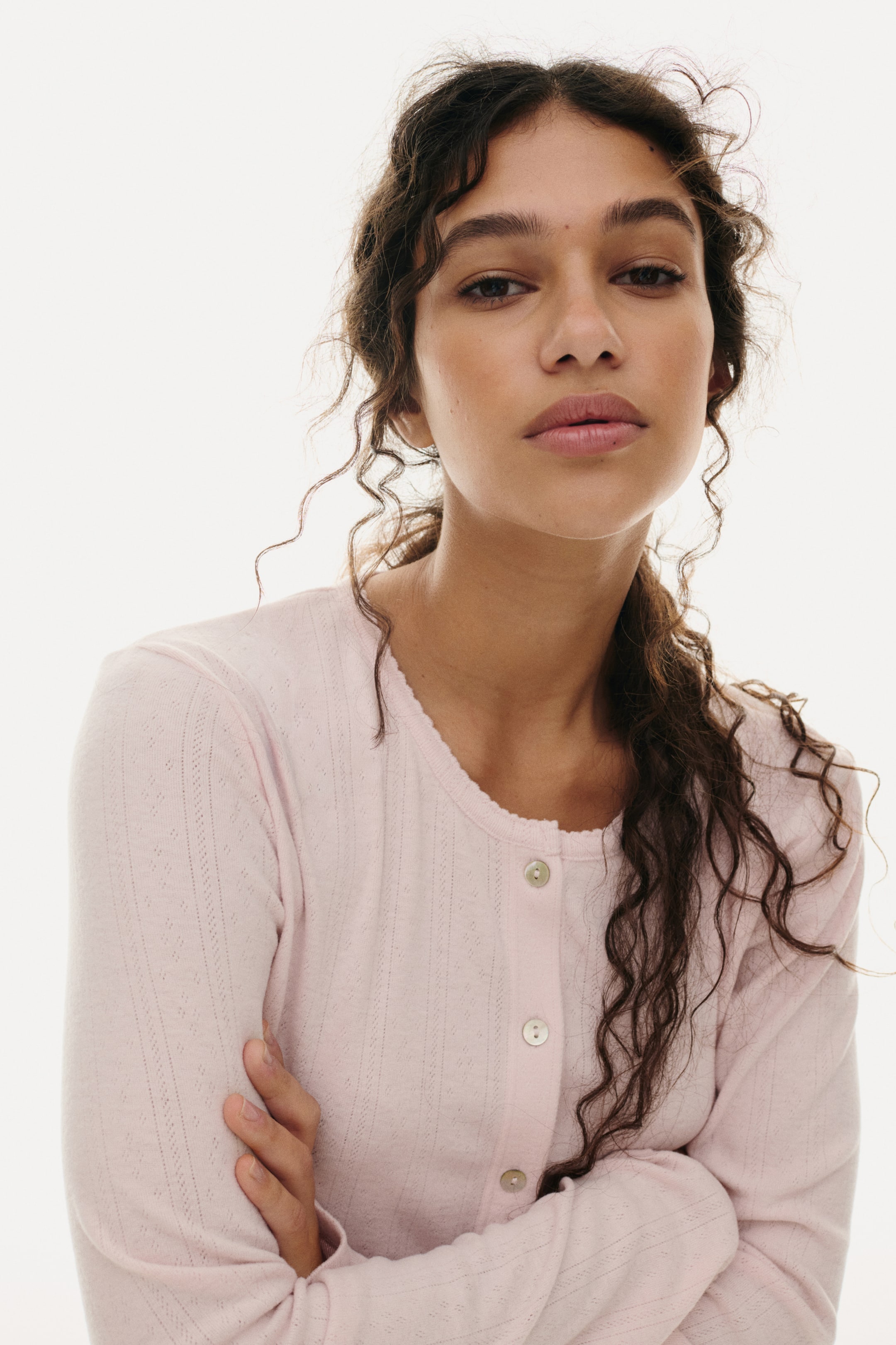 Büyük resmi görüntüle: Delik Desenli Jarse Pijama Takımı - Toz pembe - KADIN | H&M TR 2