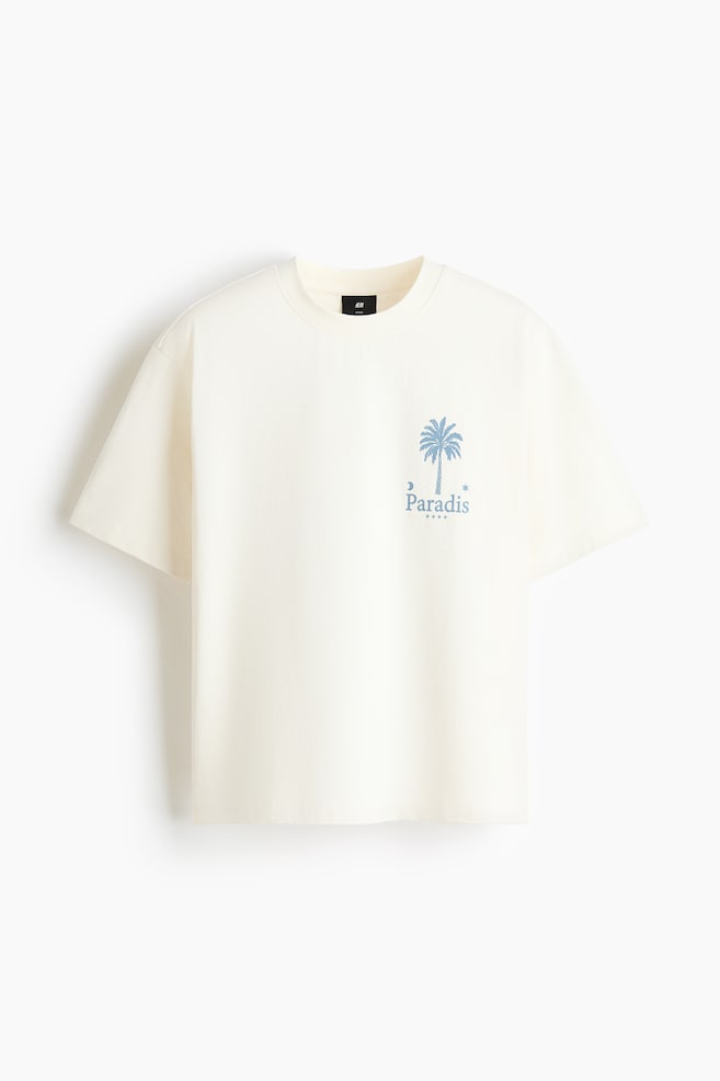Bawełniany T-shirt z nadrukiem Relaxed Fit - Kremowy/Paradis/Jasnożółty/Paradis - 1