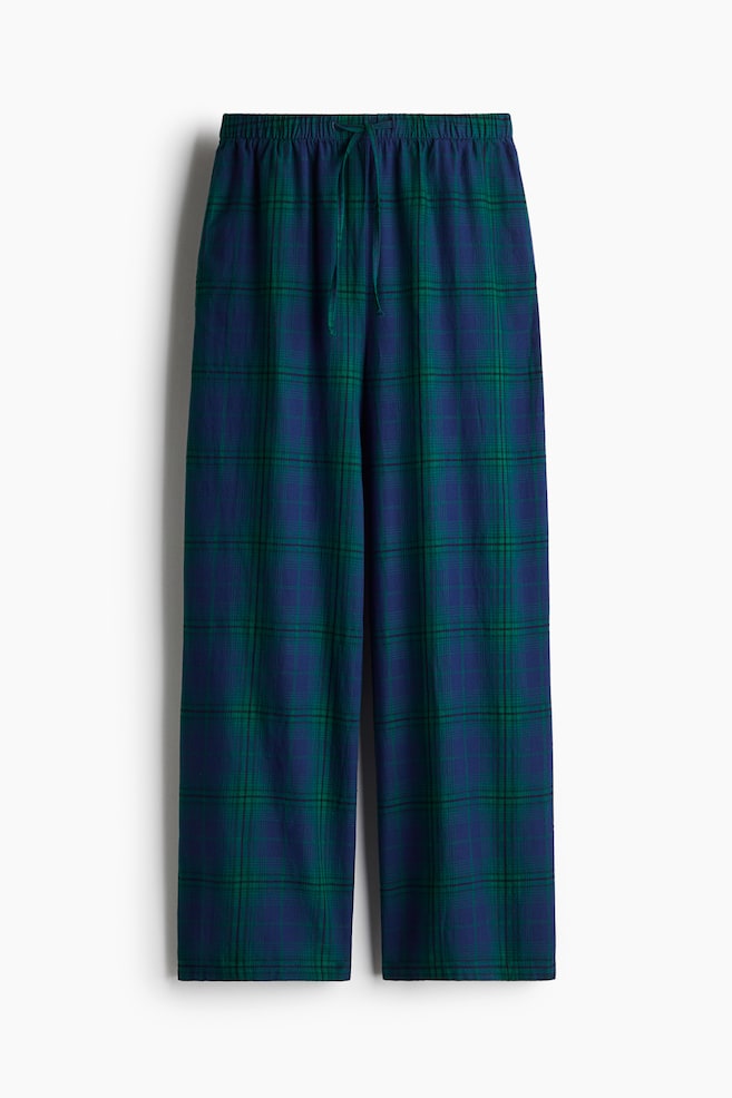 Pyjamahose aus Baumwollflanell - Dunkelblau/Kariert - 1