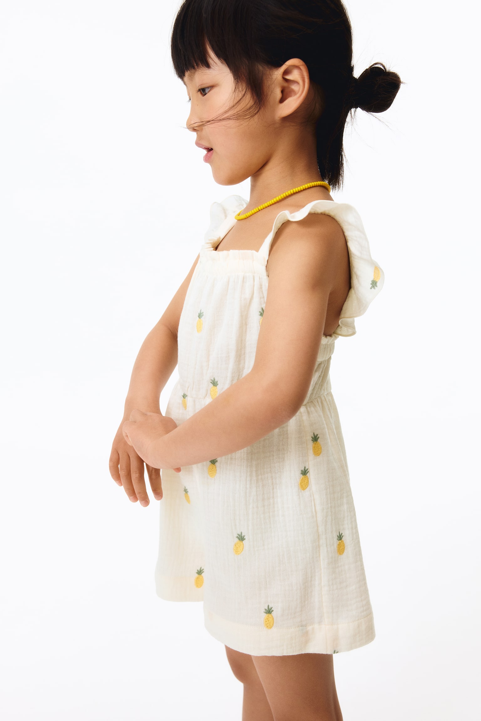 Cotton muslin jumpsuit - Cream/Pineapples/Pink/Palm trees - 1