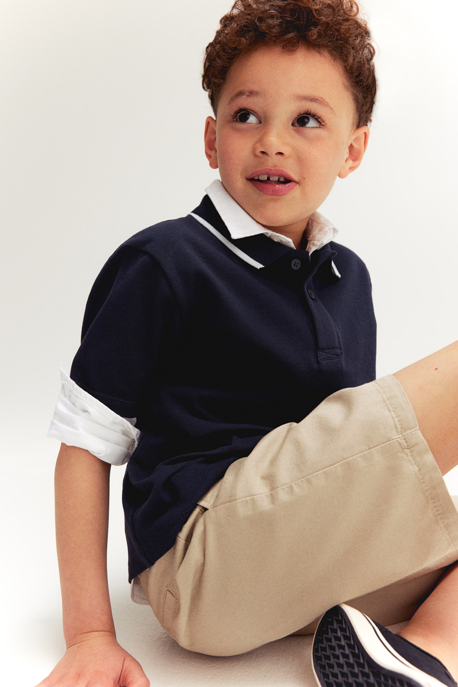 Polo Shirt & Shorts Set - Navy blue/Beige - 4