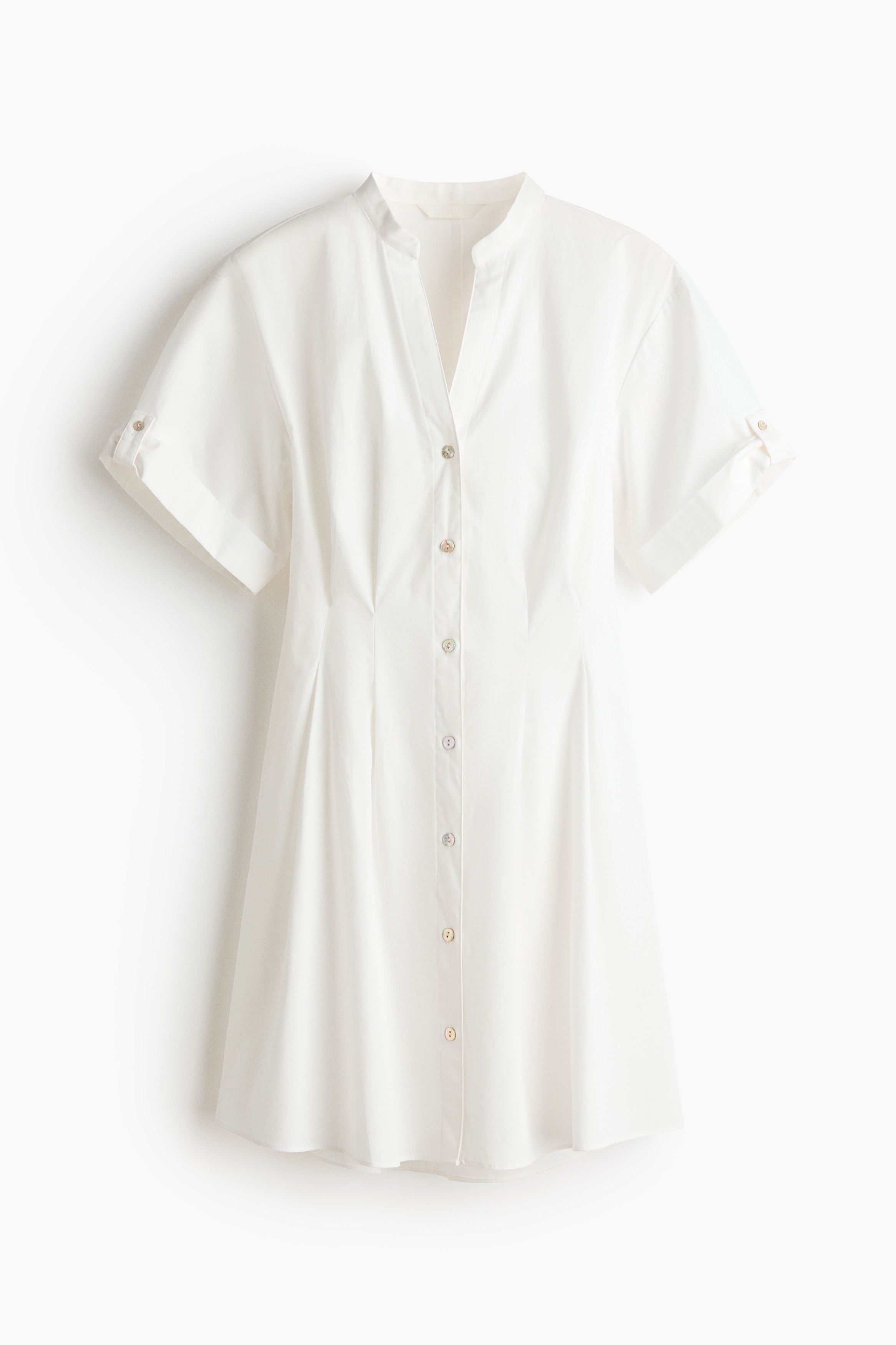Shirt Dress with Tapered Waist-White