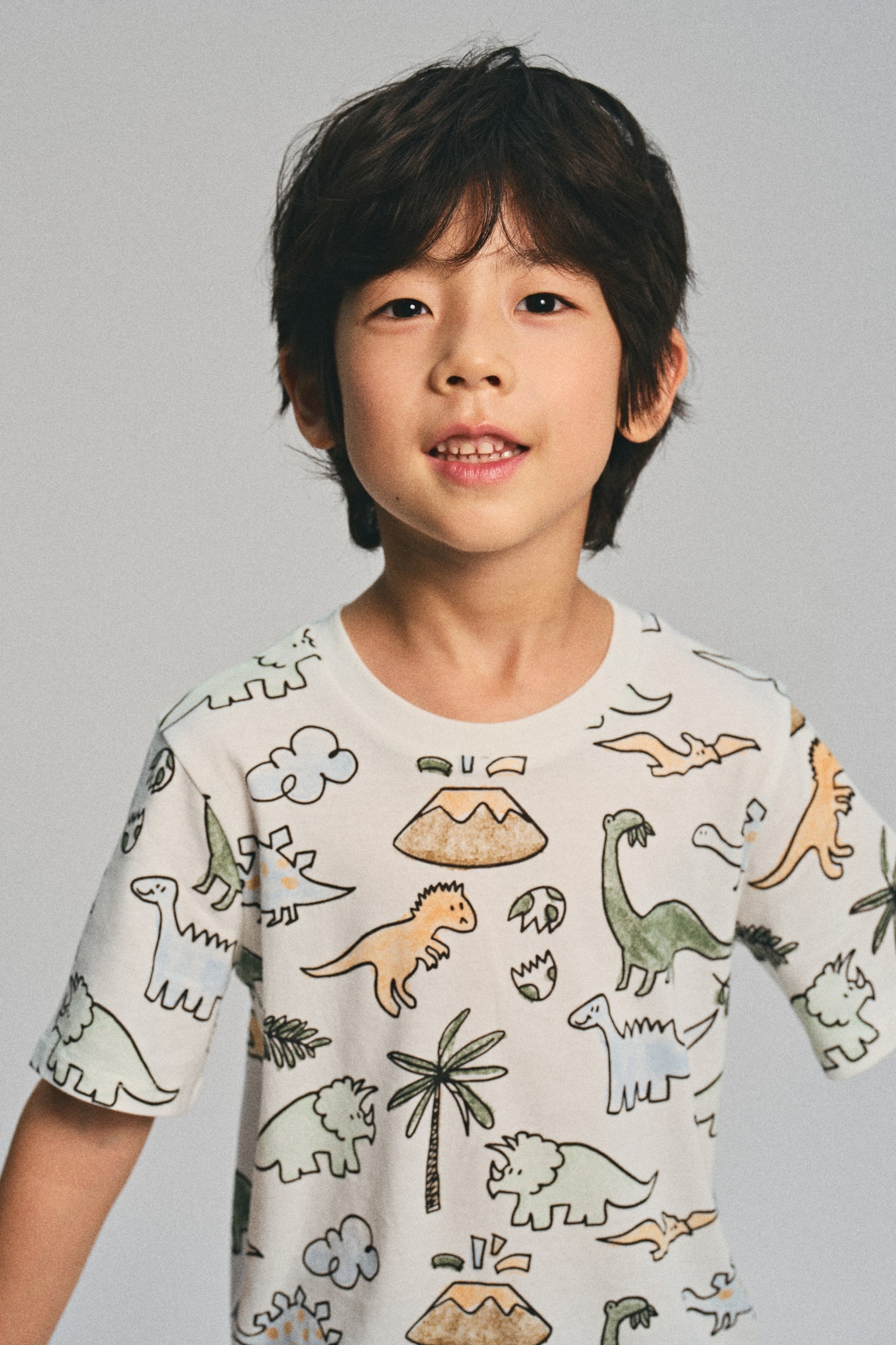 Printed cotton T-shirt - White/Dinosaurs/White/Dinosaur/Beige/Dinosaurs - 4