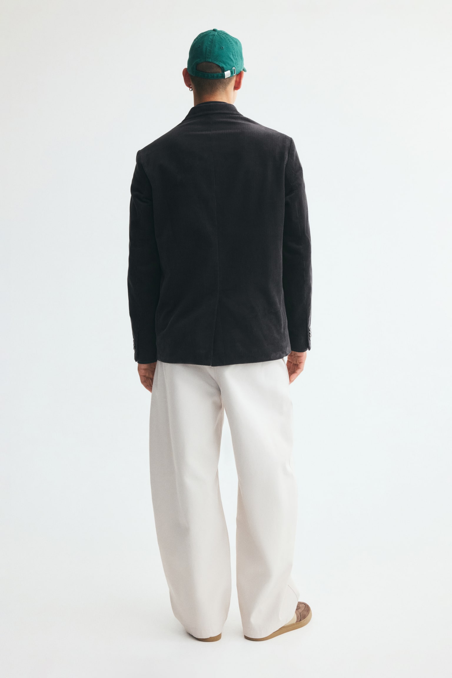 Мужская куртка H&M Relaxed-Fit Double-Breasted Corduroy, цвет: Тёмный серый — фото 5