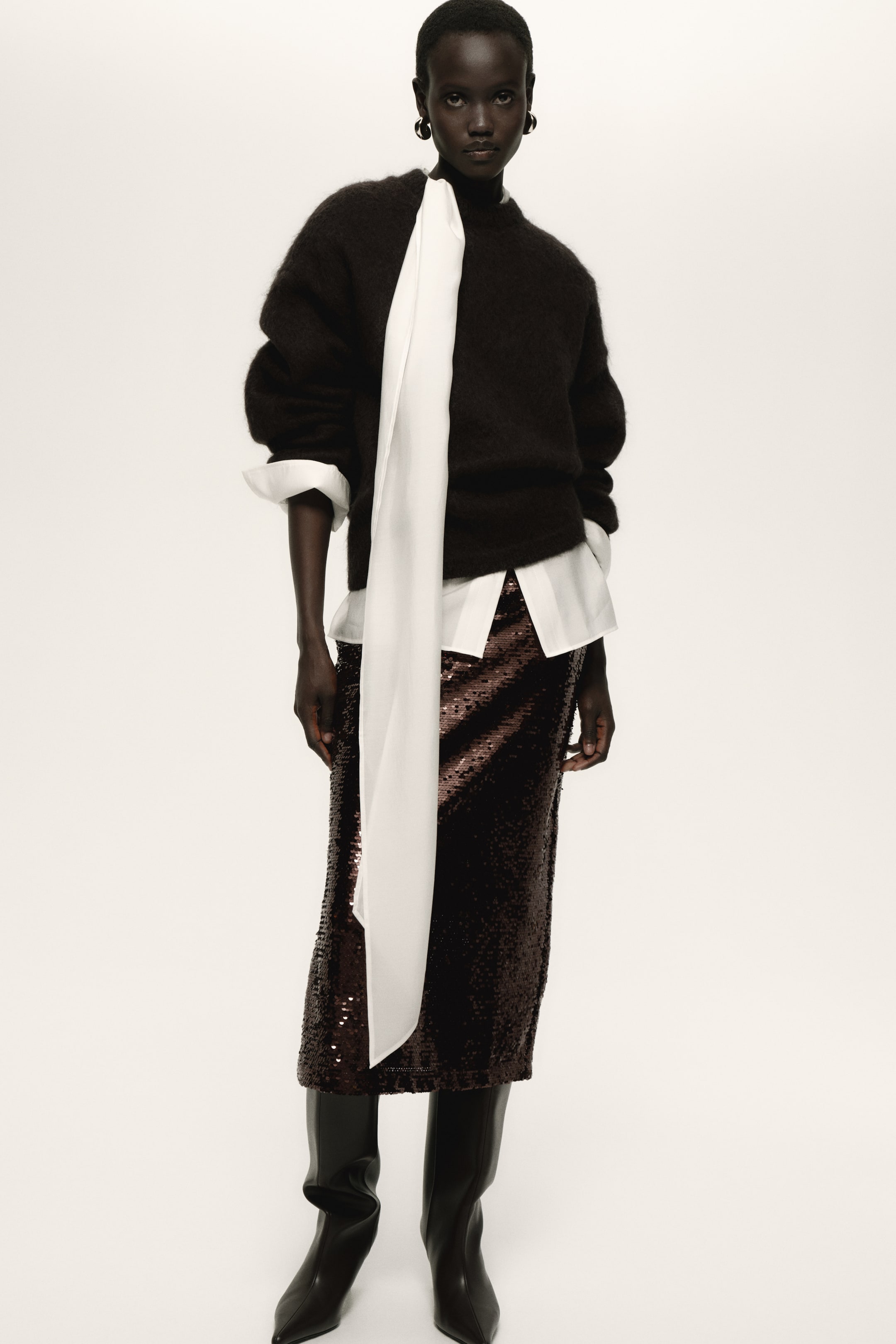 View larger image: Sequined midi skirt - Dark brown - Ladies | H&M GB 1