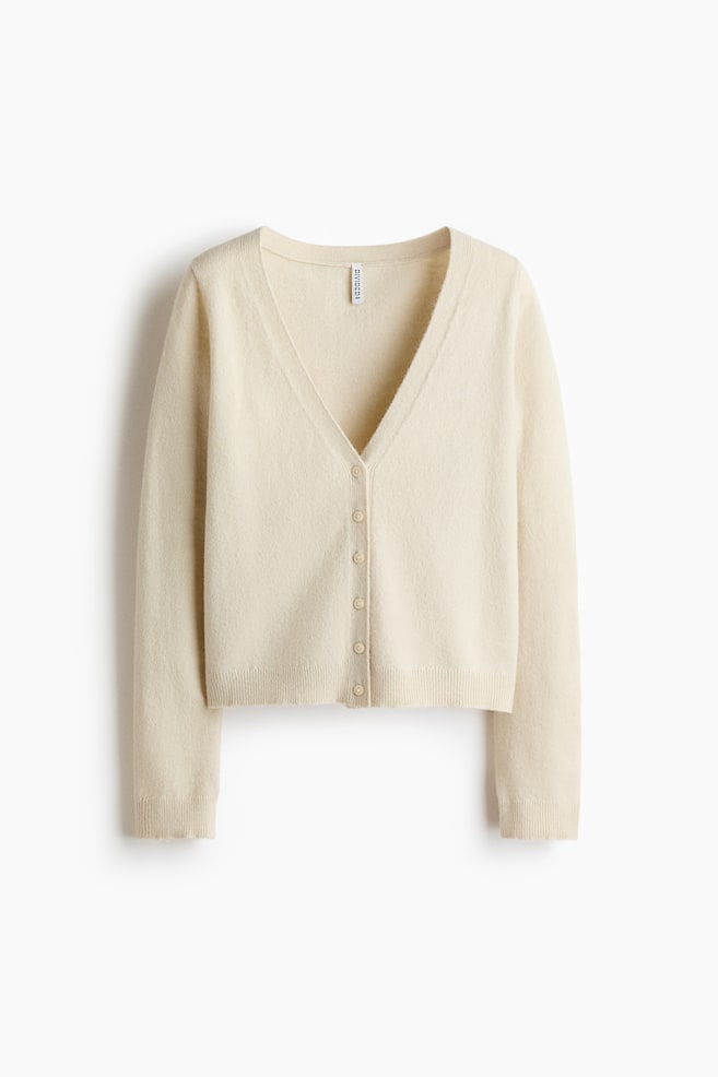 V-neck cardigan - Light beige/Light pink/Light grey marl - 1
