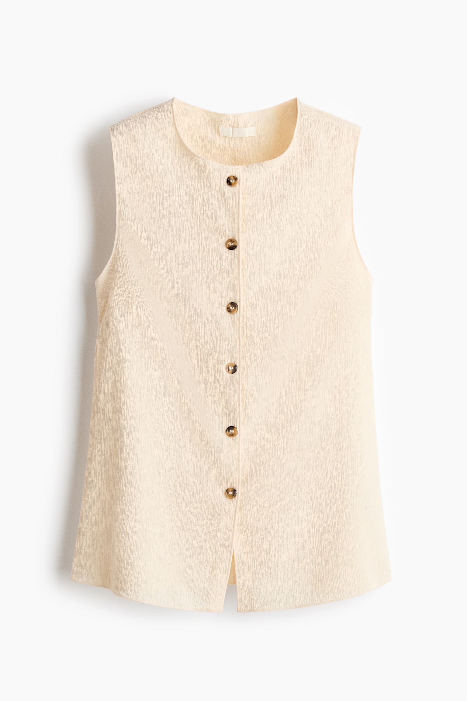 Женский жилет H&M Crinkled Jersey Vest, цвет: Светлый бежевый — фото 1