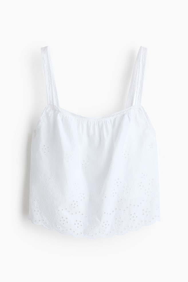 Broderie-anglaise cotton top - White - 1
