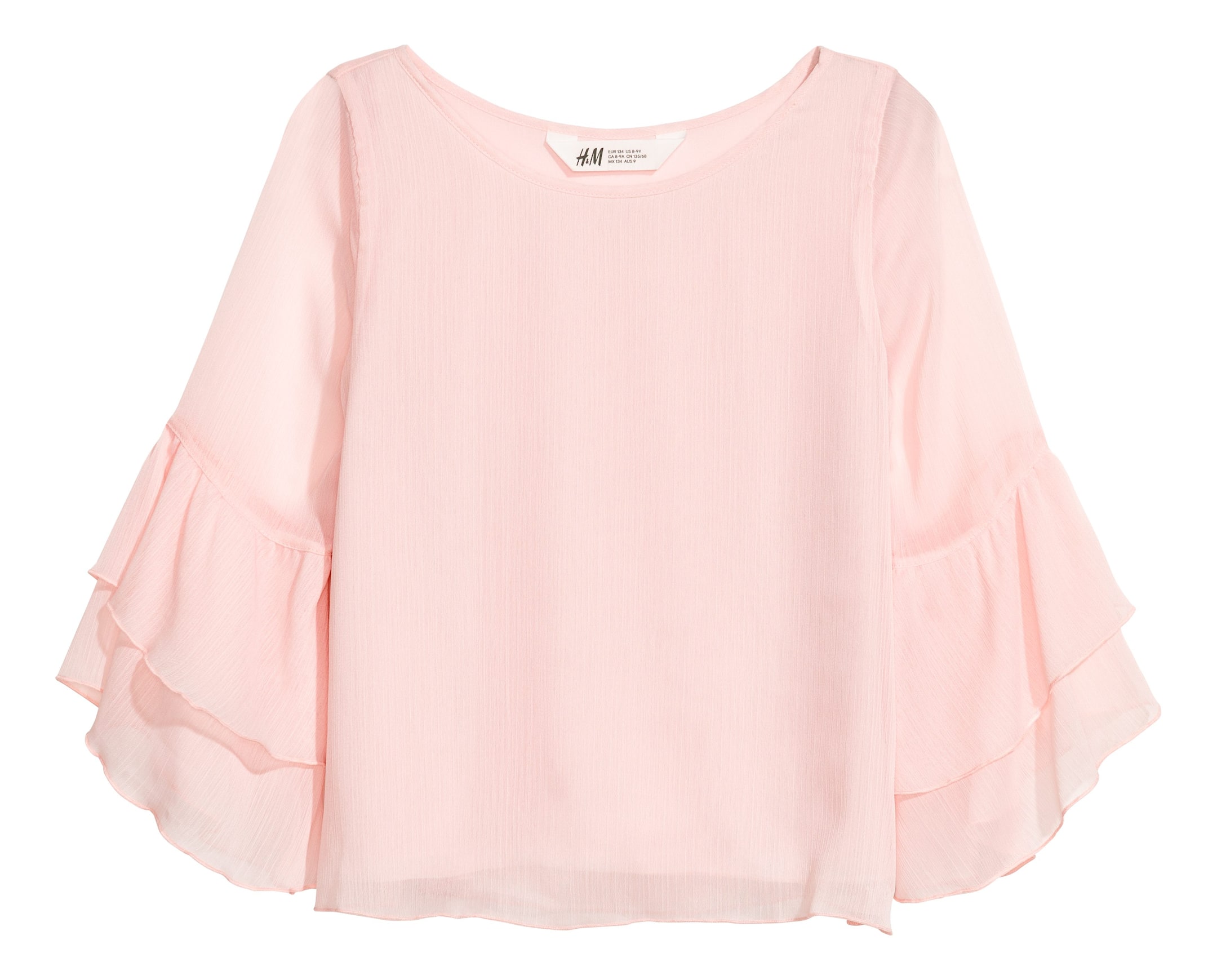 View larger image: Chiffon Blouse with Flounces - Light pink - Kids | H&M US 1
