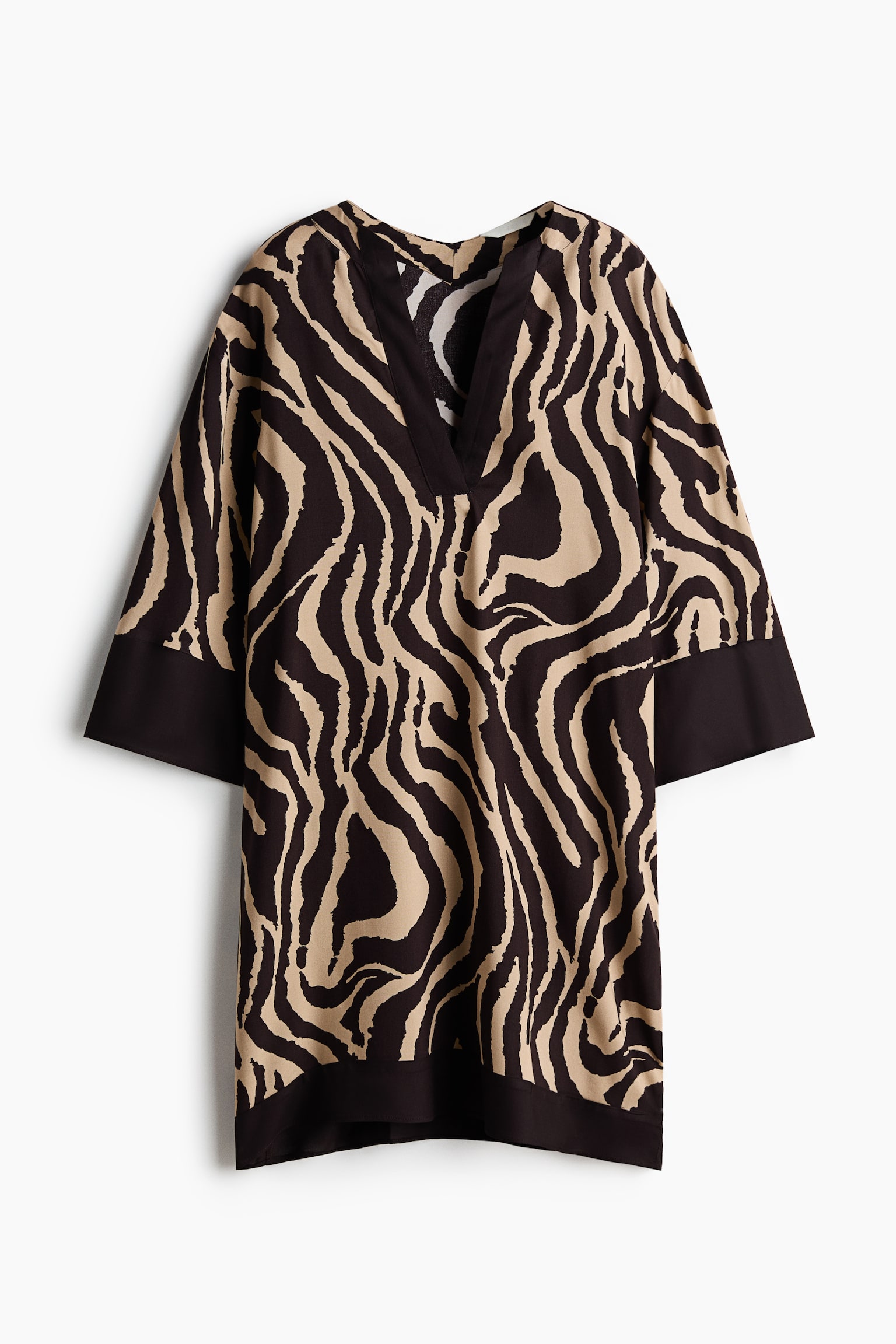 Viscose tunic dress - Dark brown/Zebra print/Dark brown/Cream/Patterned