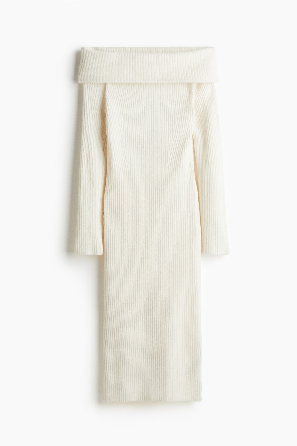 Rib-knit off-the-shoulder dress White Ladies H&M US