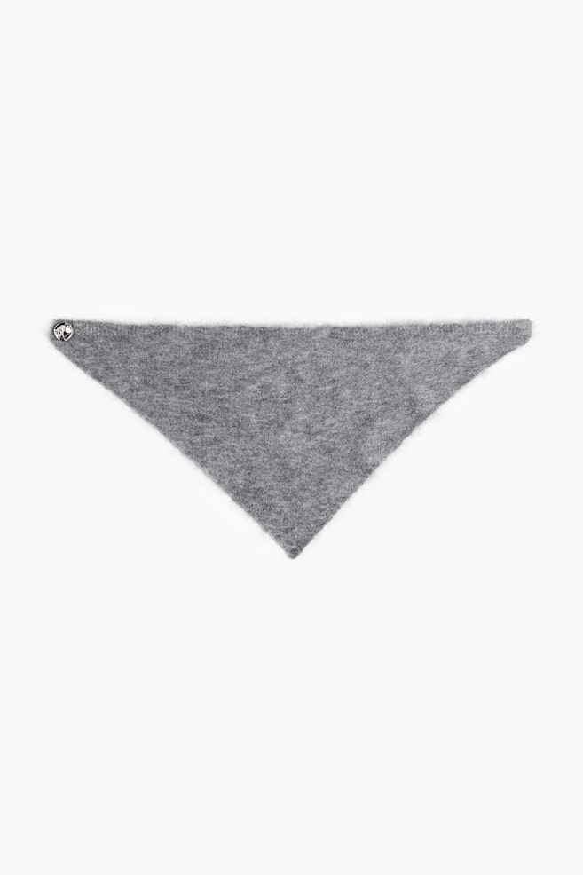 Pañuelo triangular en mezcla de mohair - Gris jaspeado/Crema/Beige oscuro - 2