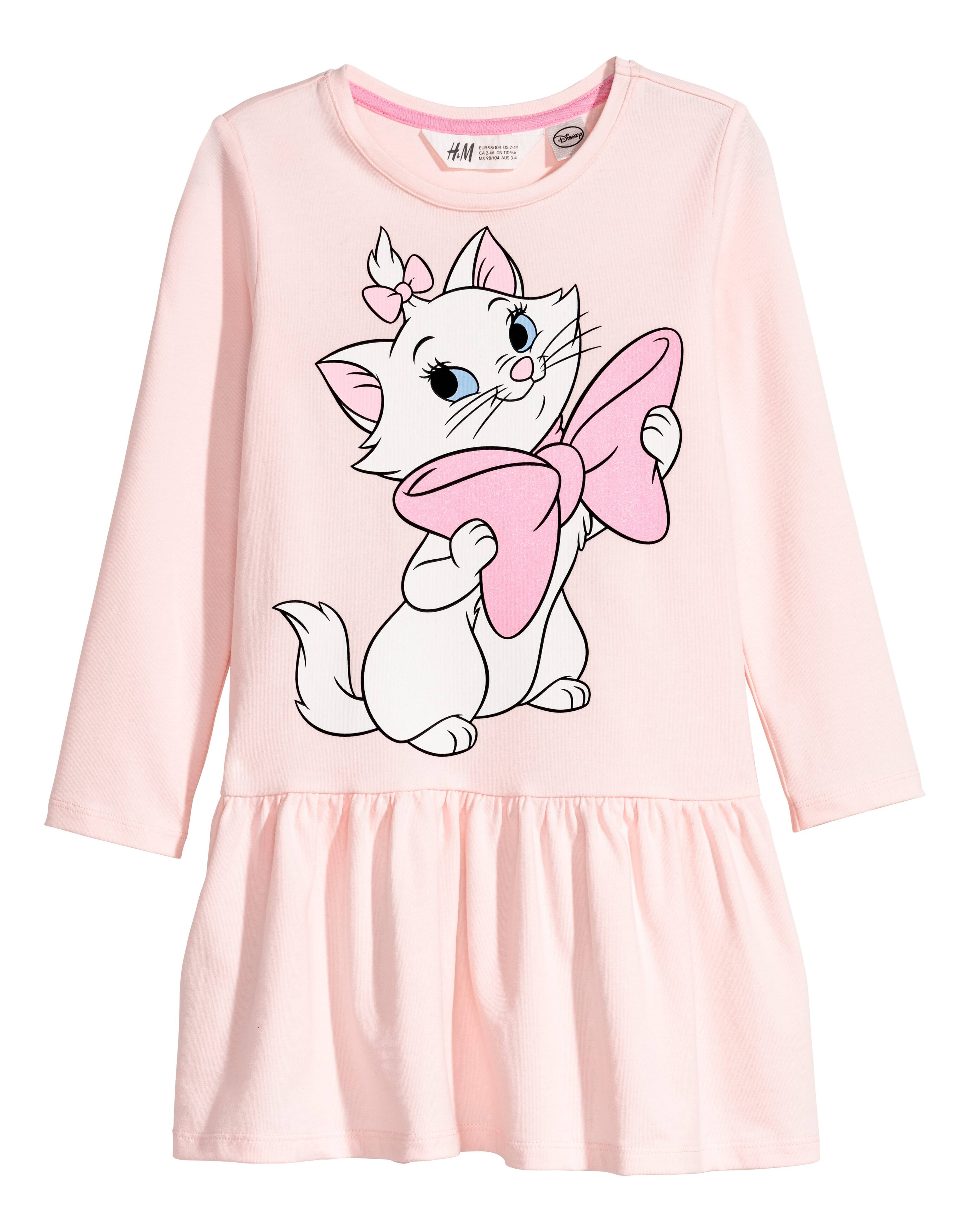 Printed Jersey Dress Light pink Aristocats Kids H M US