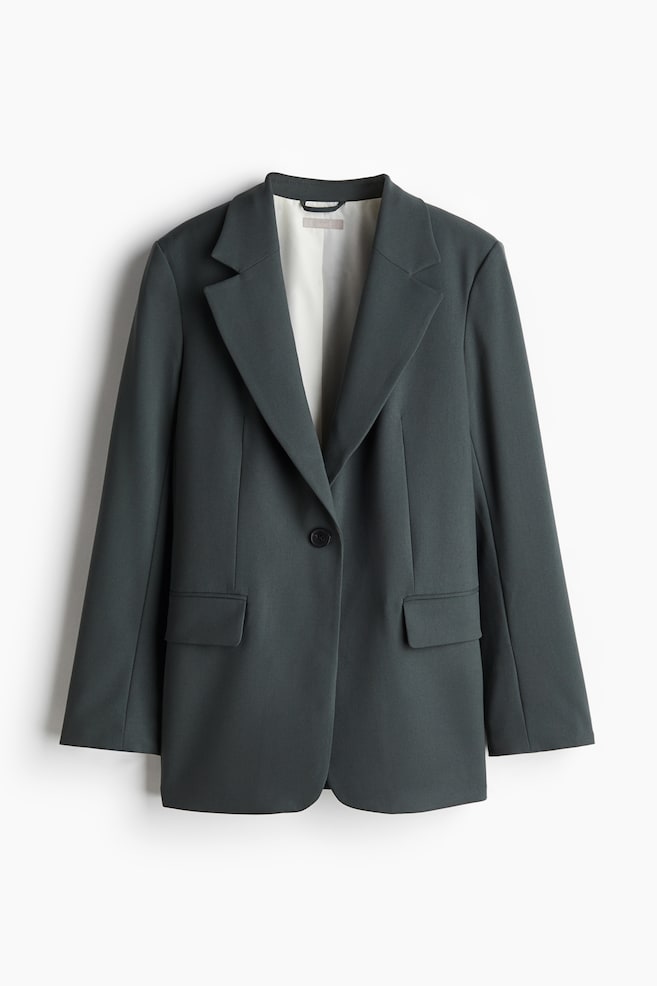 Single-breasted blazer - Dark grey-green/Greige - 1