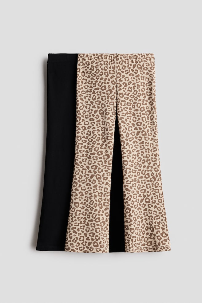 2-Pack Flared Leggings - Light beige/leopard print/Black/Taupe/light purple - 1