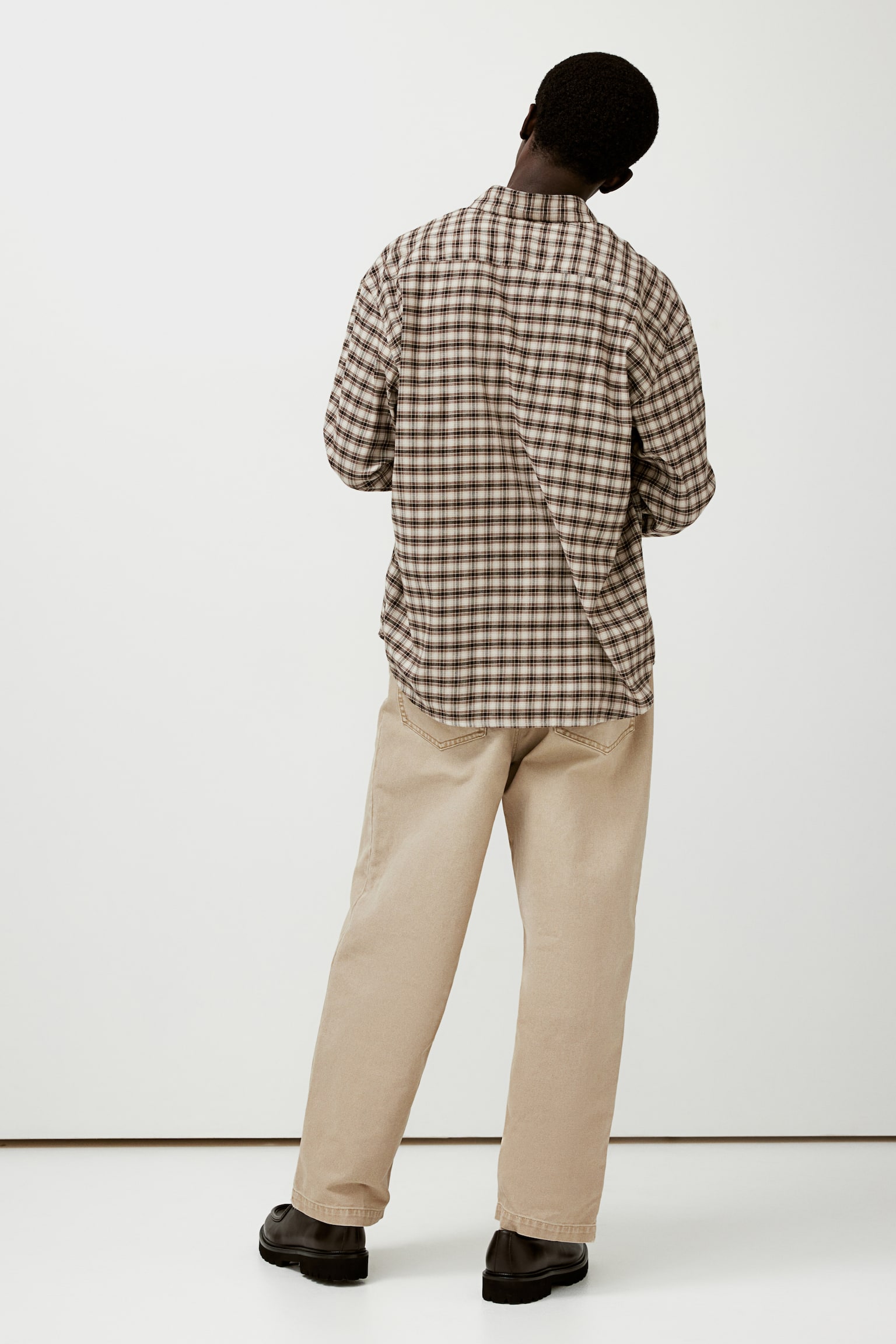 Loose Fit Shirt - Beige/Checked/Dark blue/Checked/Grey/Checked/Dark brown/Checked/Black/Checked - 7