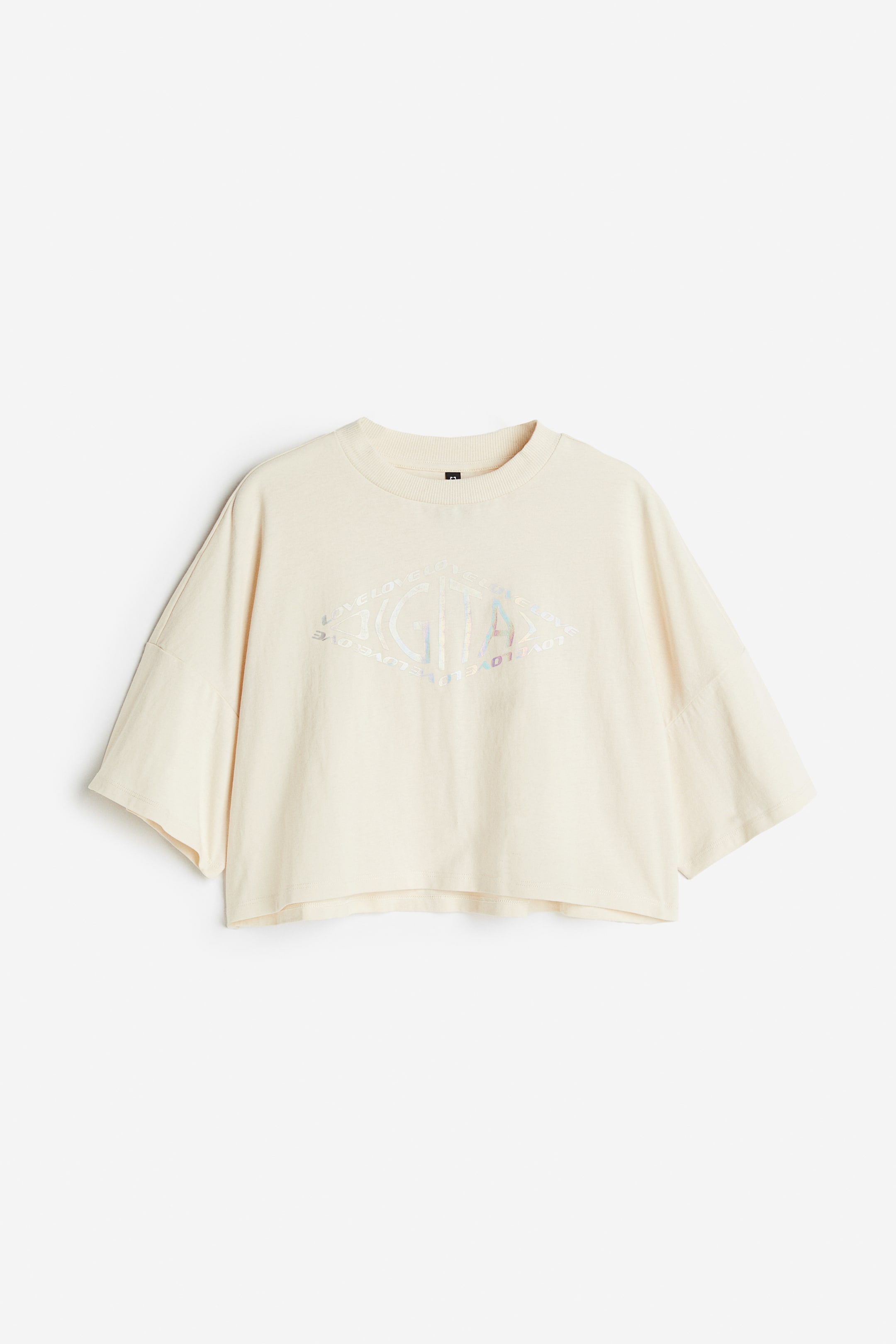 View larger image: Cropped Cotton Tee - Light beige - Ladies | H&M AU 1