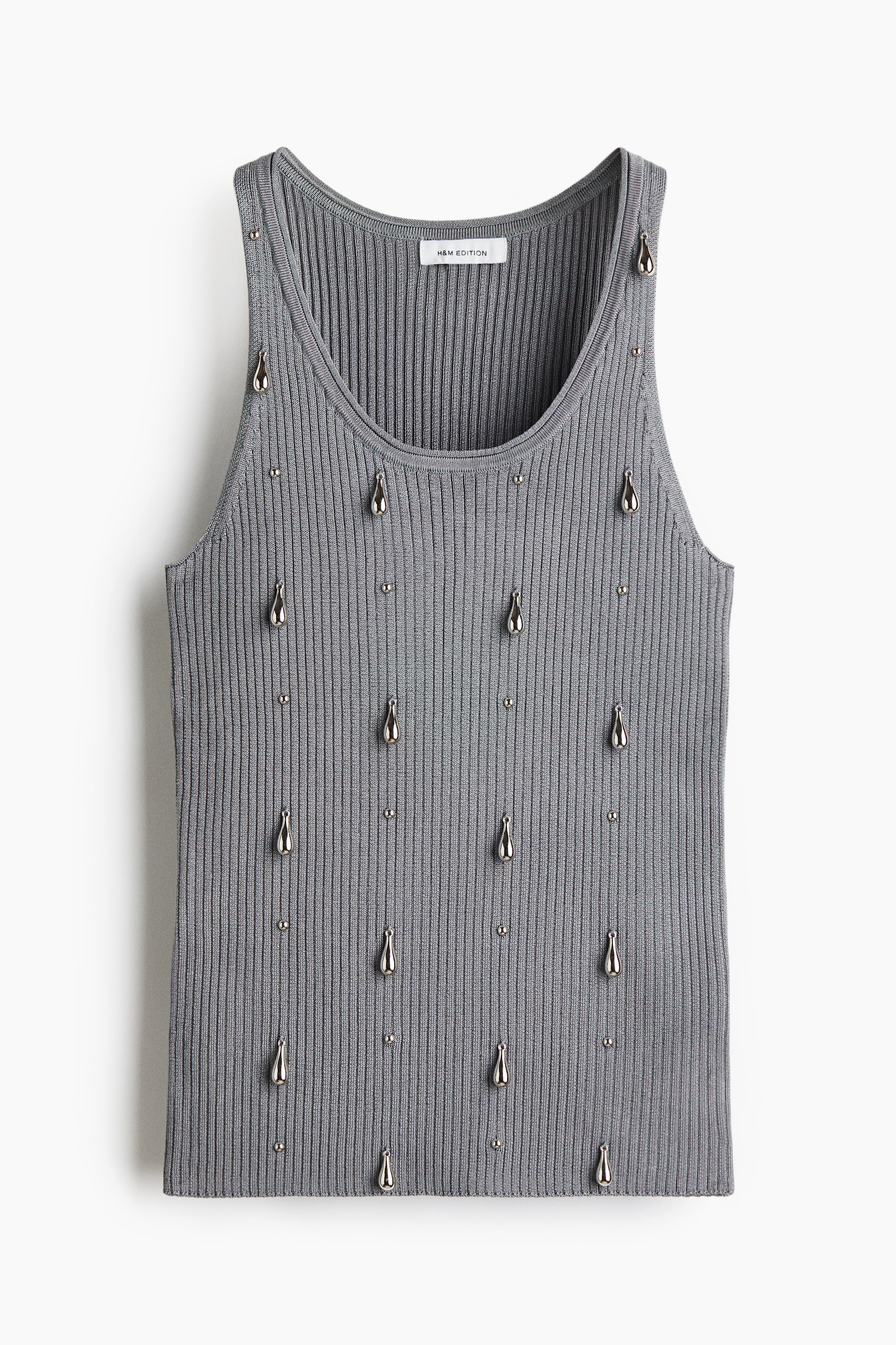 View larger image: Bead-embellished vest top - Grey - Ladies | H&M MY 6