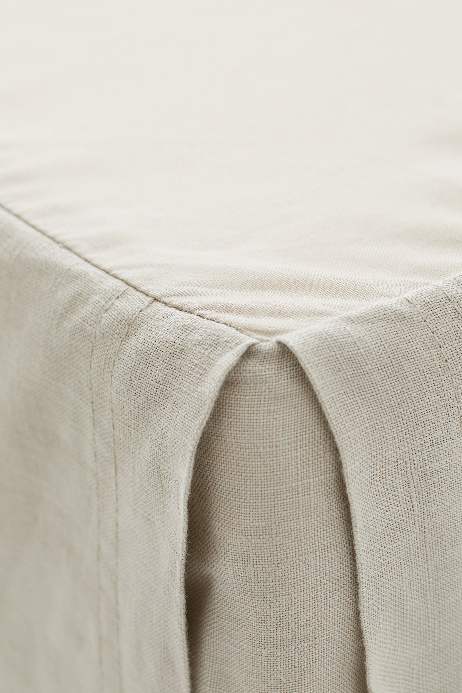 Washed linen double/king valance - Beige/White - 3