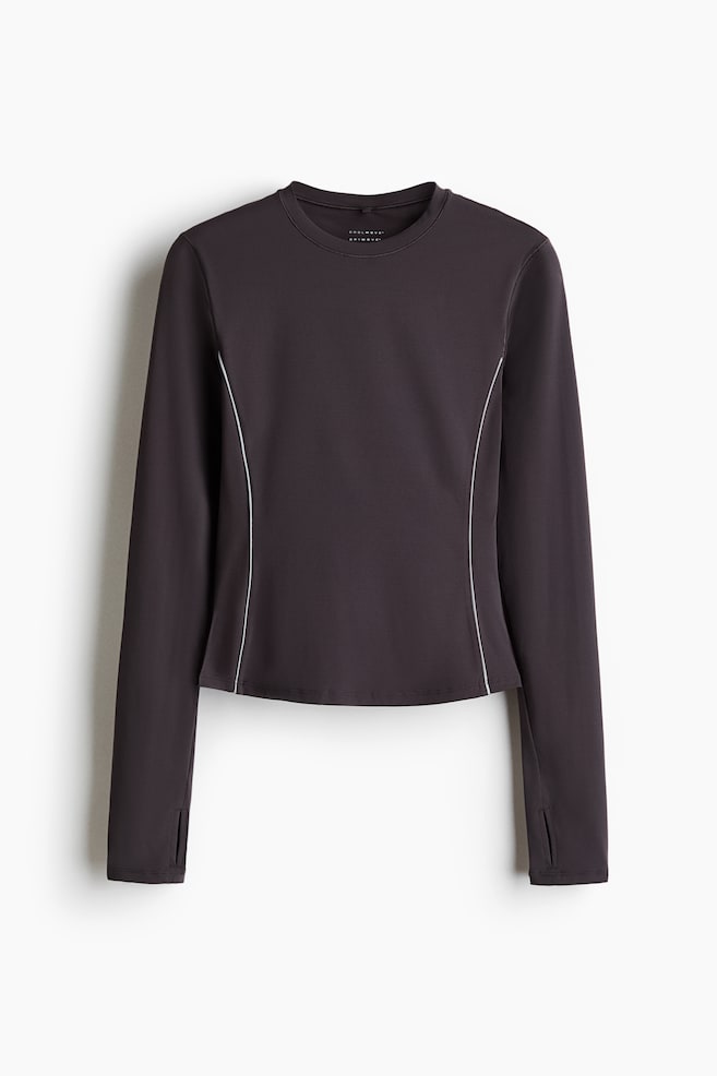 Slim Fit Reflective sports top with DryMove™ - Dark heather/Ivory - 1