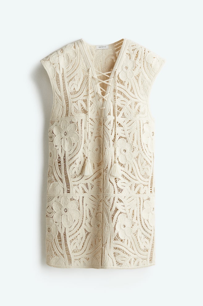 Kleid im Häkellook - Hellbeige - 1