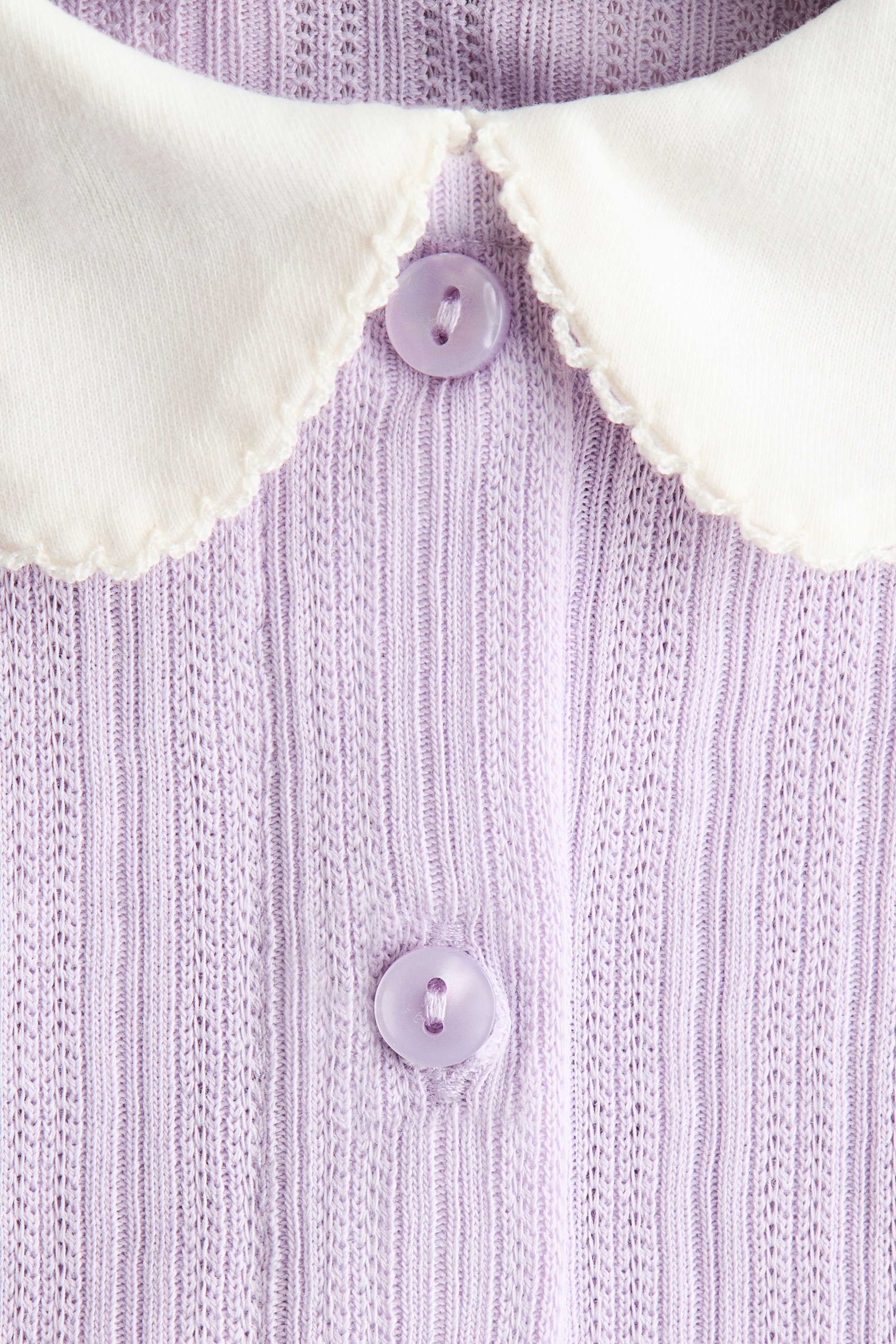 Xem ảnh lớn hơn: Short-sleeved pointelle blouse - Màu tím nhạt - Kids | H&M VN 2