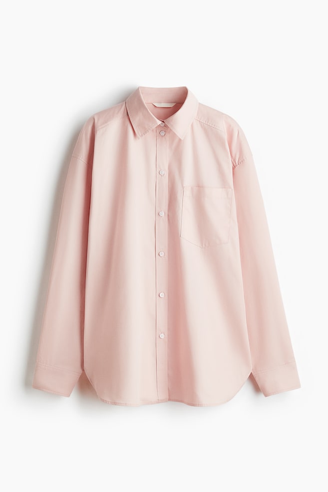 Oversized Cotton Poplin Shirt - Light pink - 1