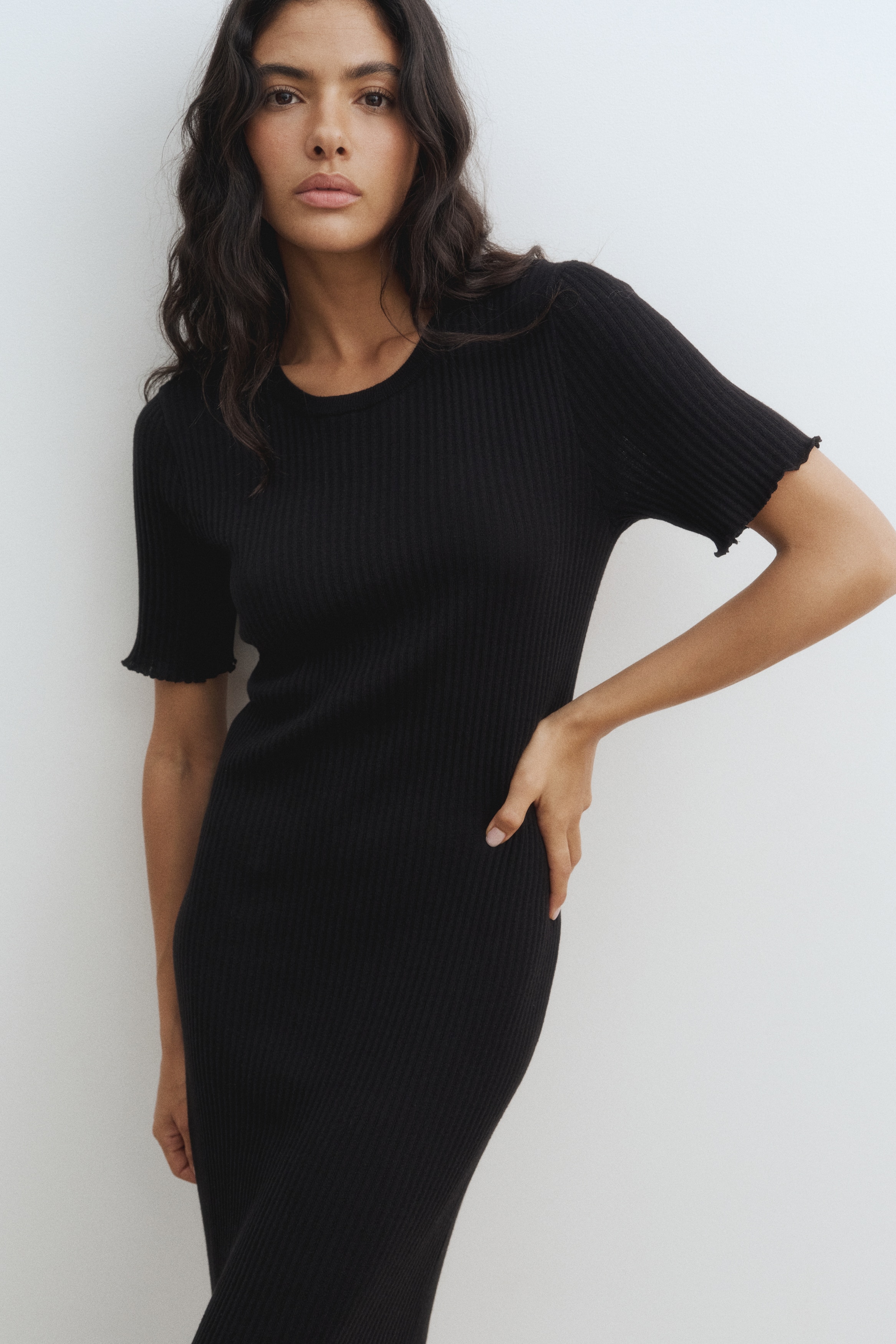 Rib-knit T-shirt dress