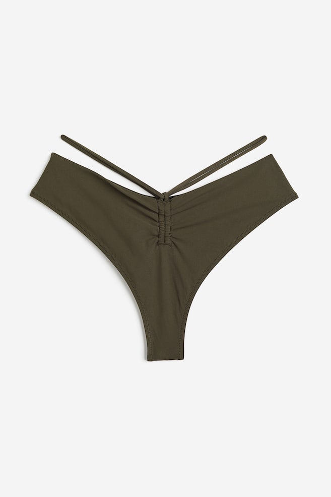 Slip bikini brazilian - Verde kaki scuro/Bianco/Nero - 2
