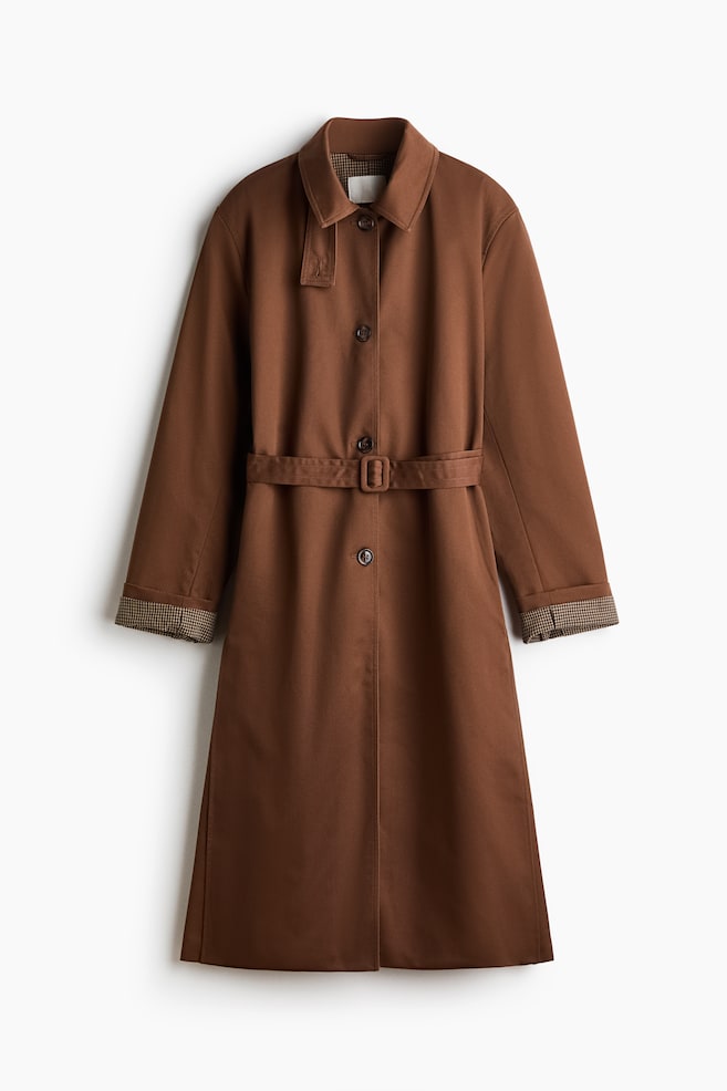 Oversized tie-belt car coat - Brown - 1