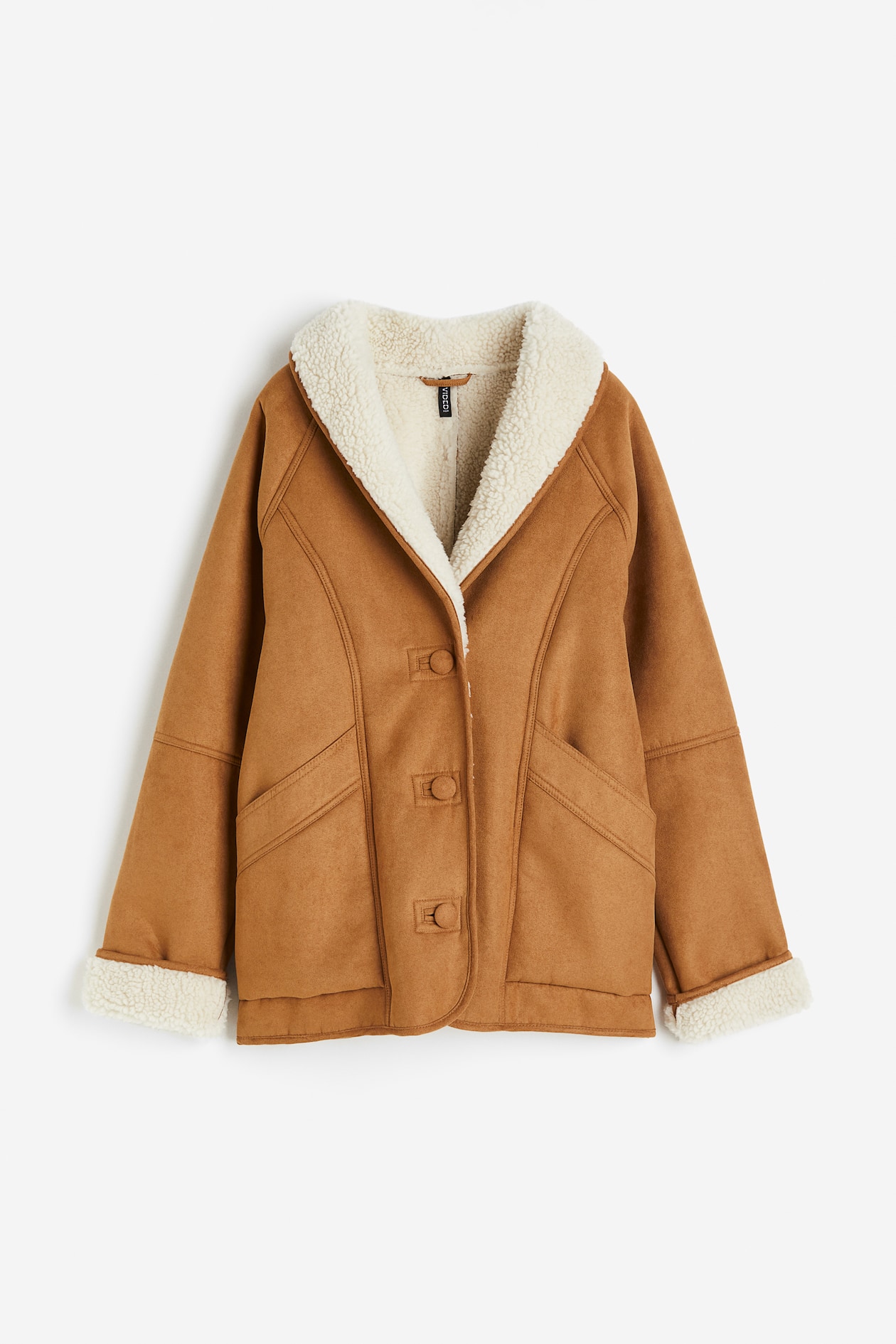 Teddy-lined jacket Brown Ladies H&M