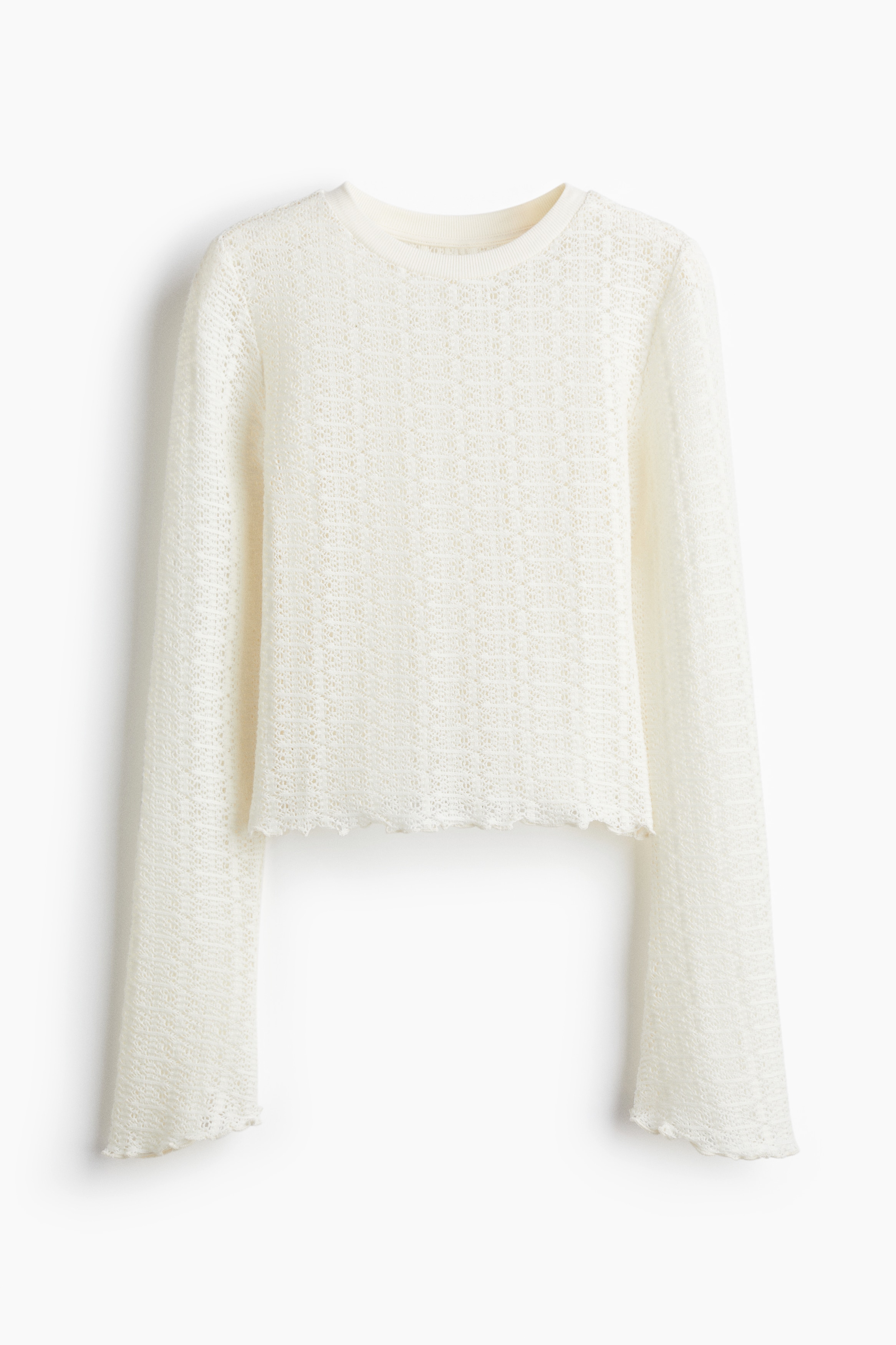 Stickad topp med spetslook - Crèmevit
