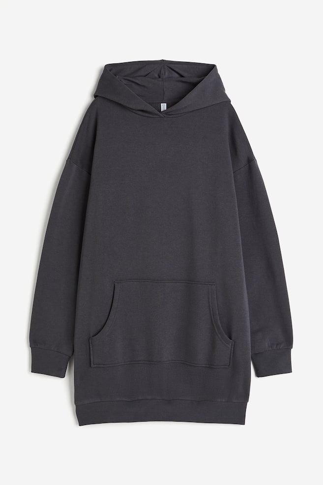 Sweatshirtkjole med hette - Mørk grå/Sort/Mørk grå/Naturhvit/dc/dc/dc - 2