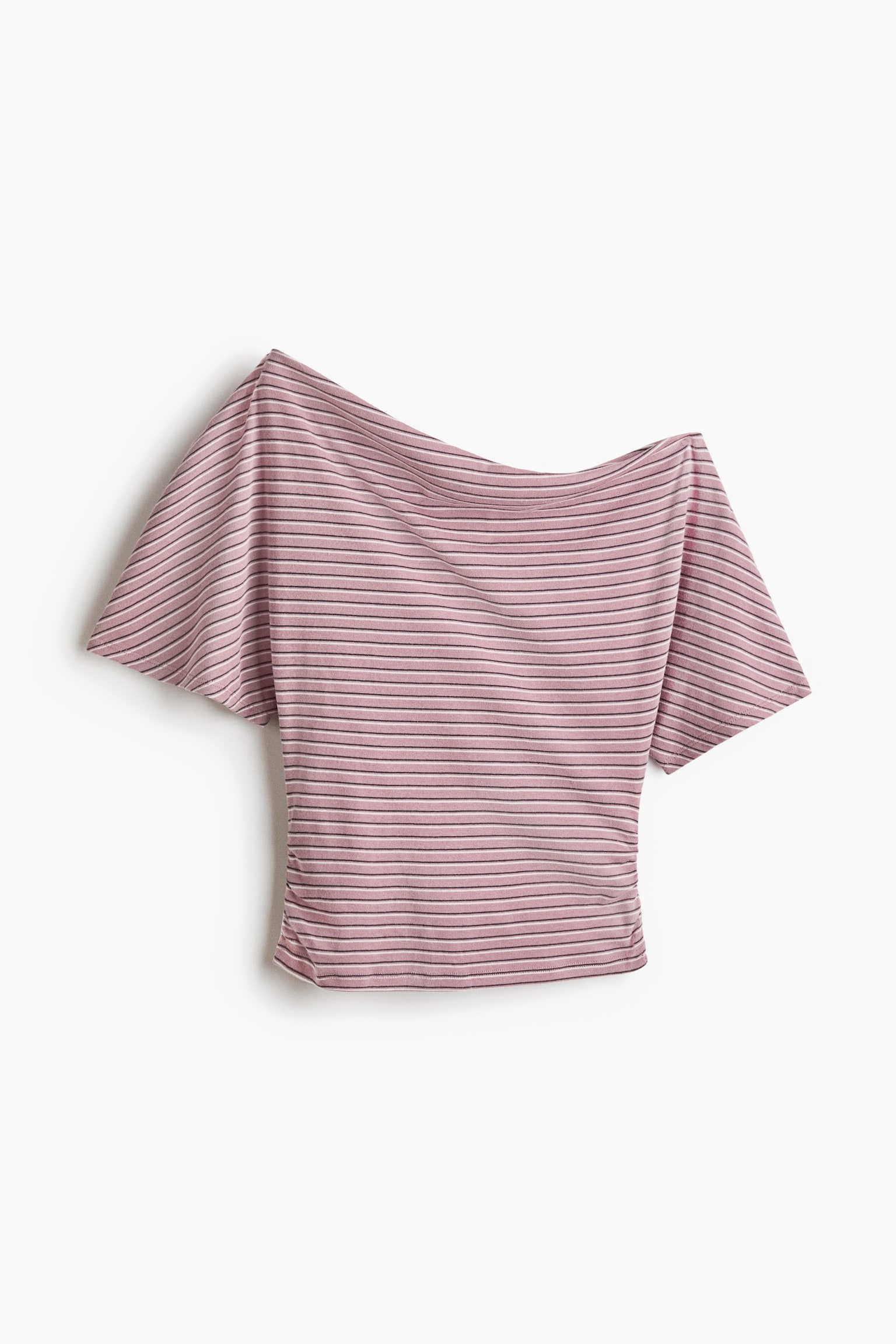 One-shoulder cotton top - Dusty purple/Striped/White/Striped - 1
