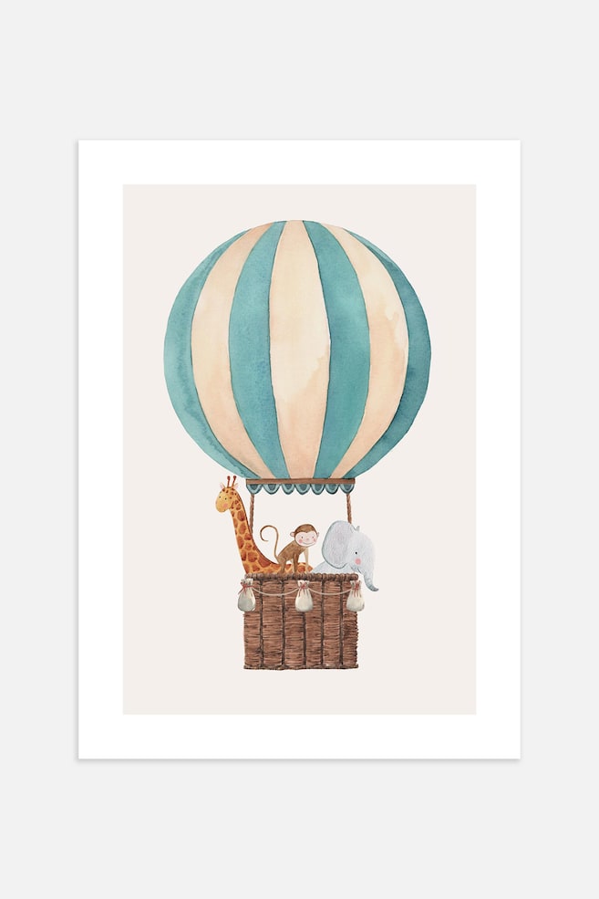 The Balloon Ride Plakat - Beige/blå/brun - 1