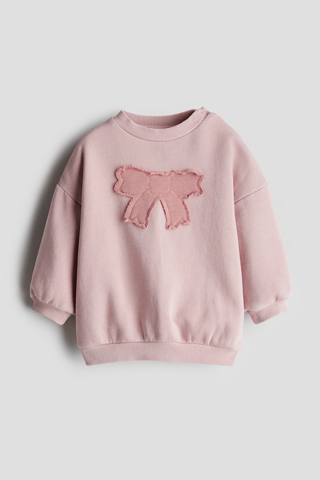 Appliquéd sweatshirt - Pink/Bow - 1