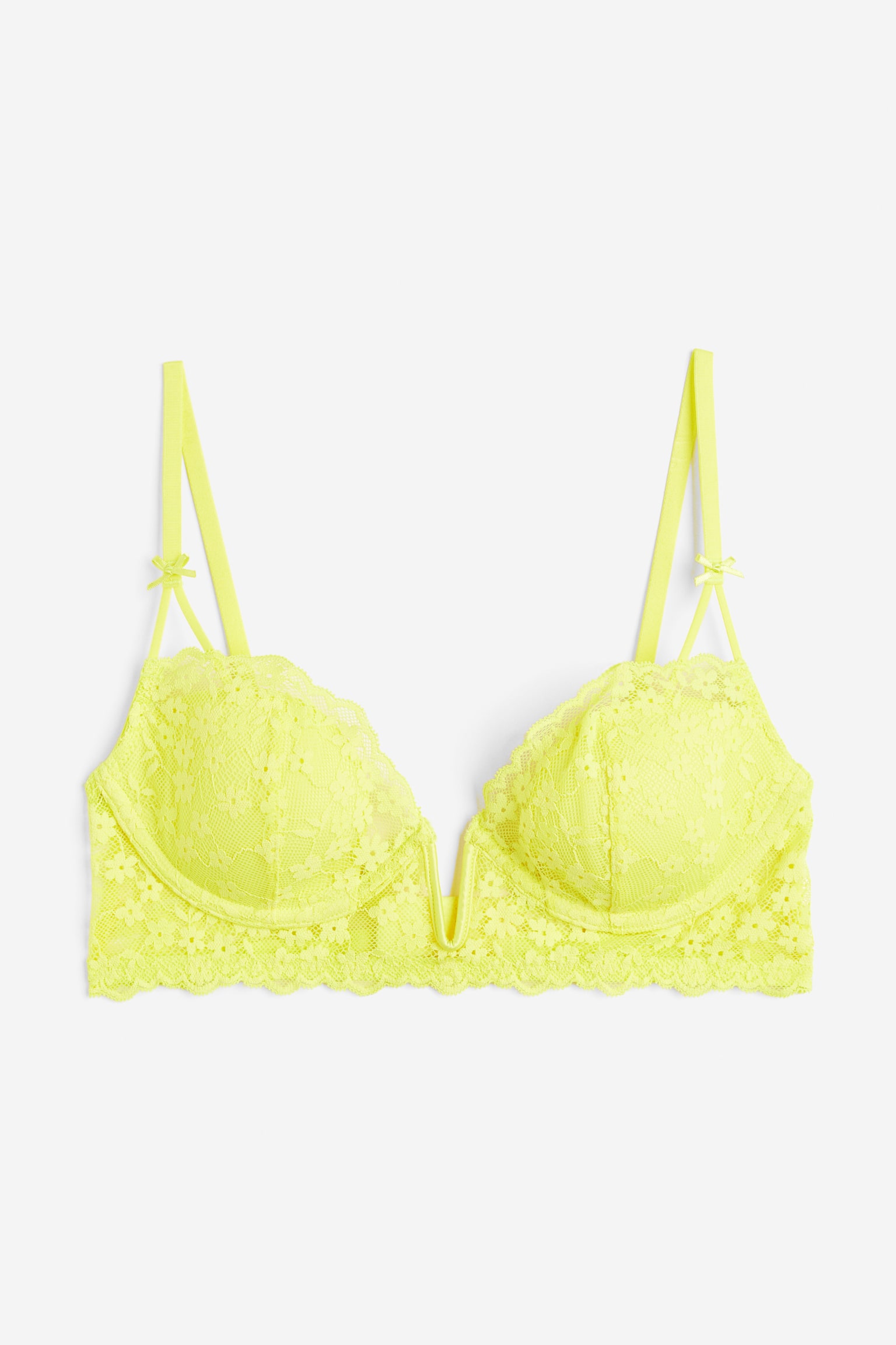 Padded Underwire Lace Bra - Yellow/White/Light blue - 1