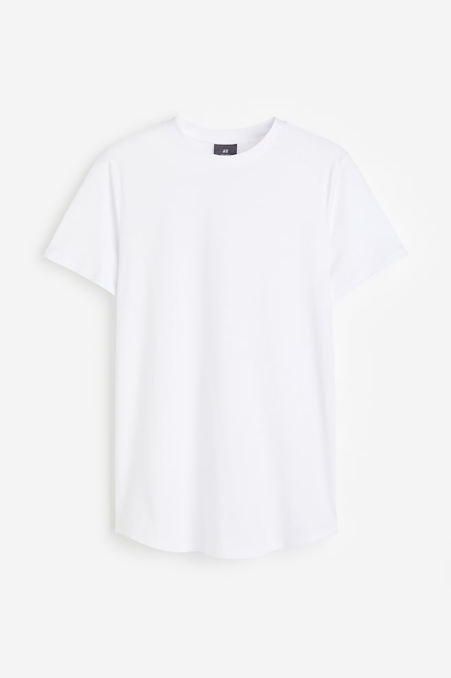 Lång T-shirt Regular Fit - Vit/Svart - 2