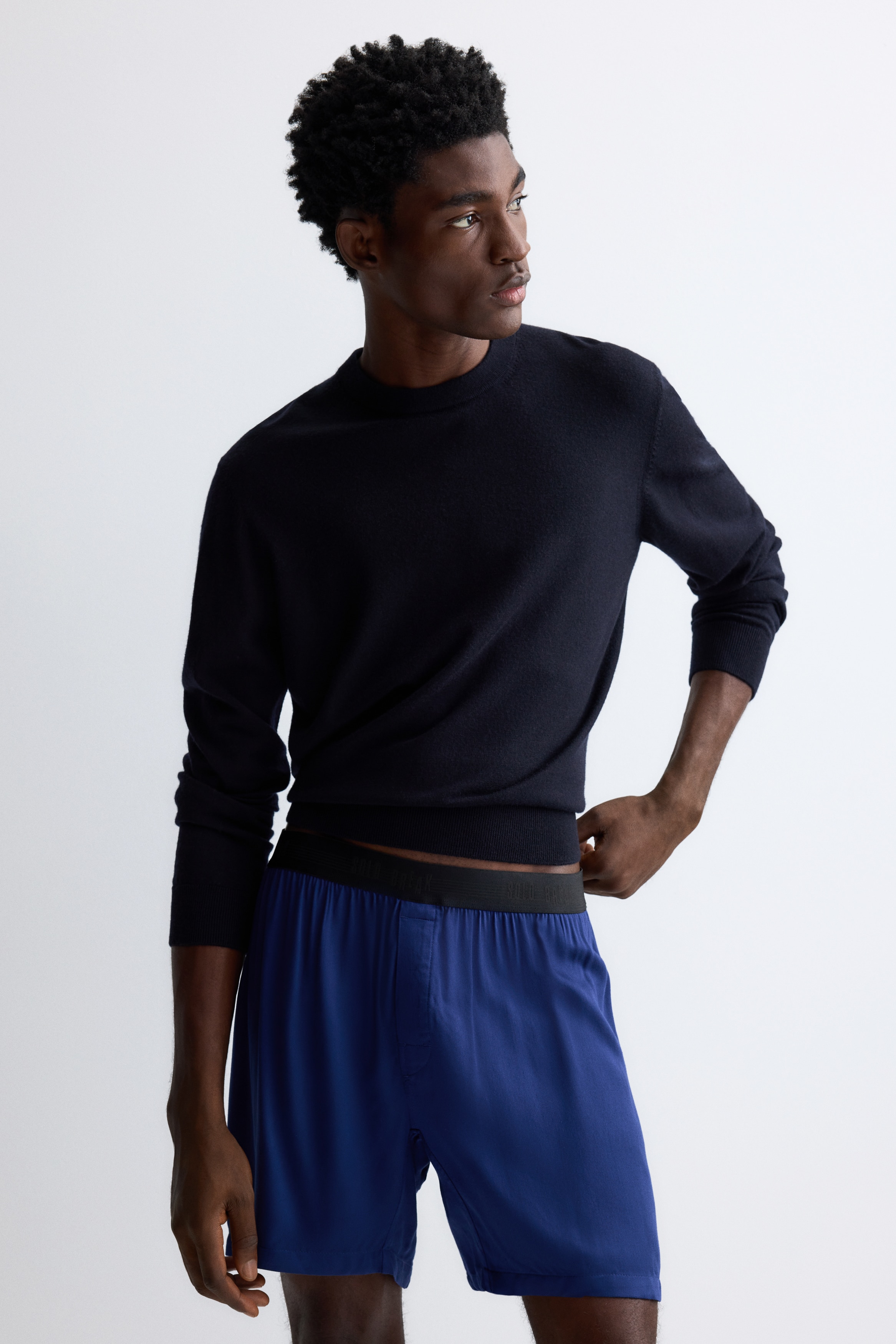 H & M - サテンボクサーショーツ - ブルー