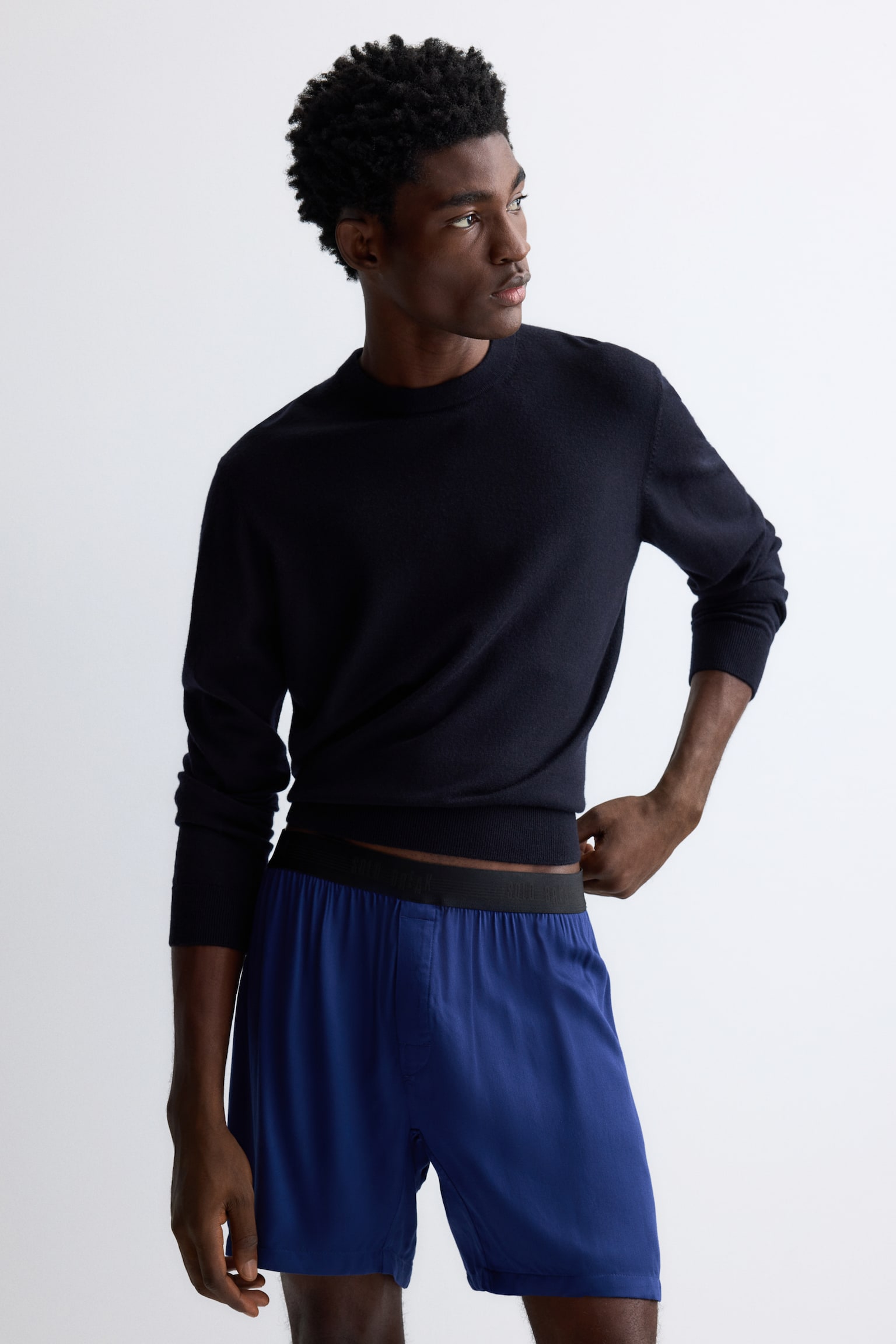 Satin boxer shorts - Dark blue/Black/Black - 2