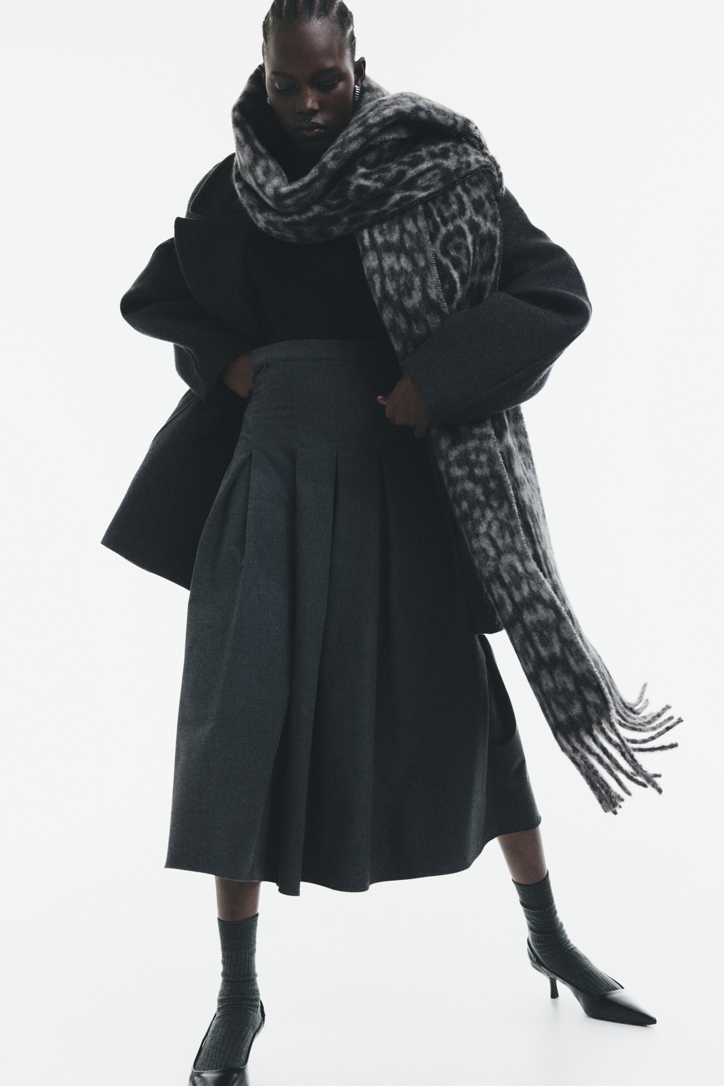 Pleated midi skirt