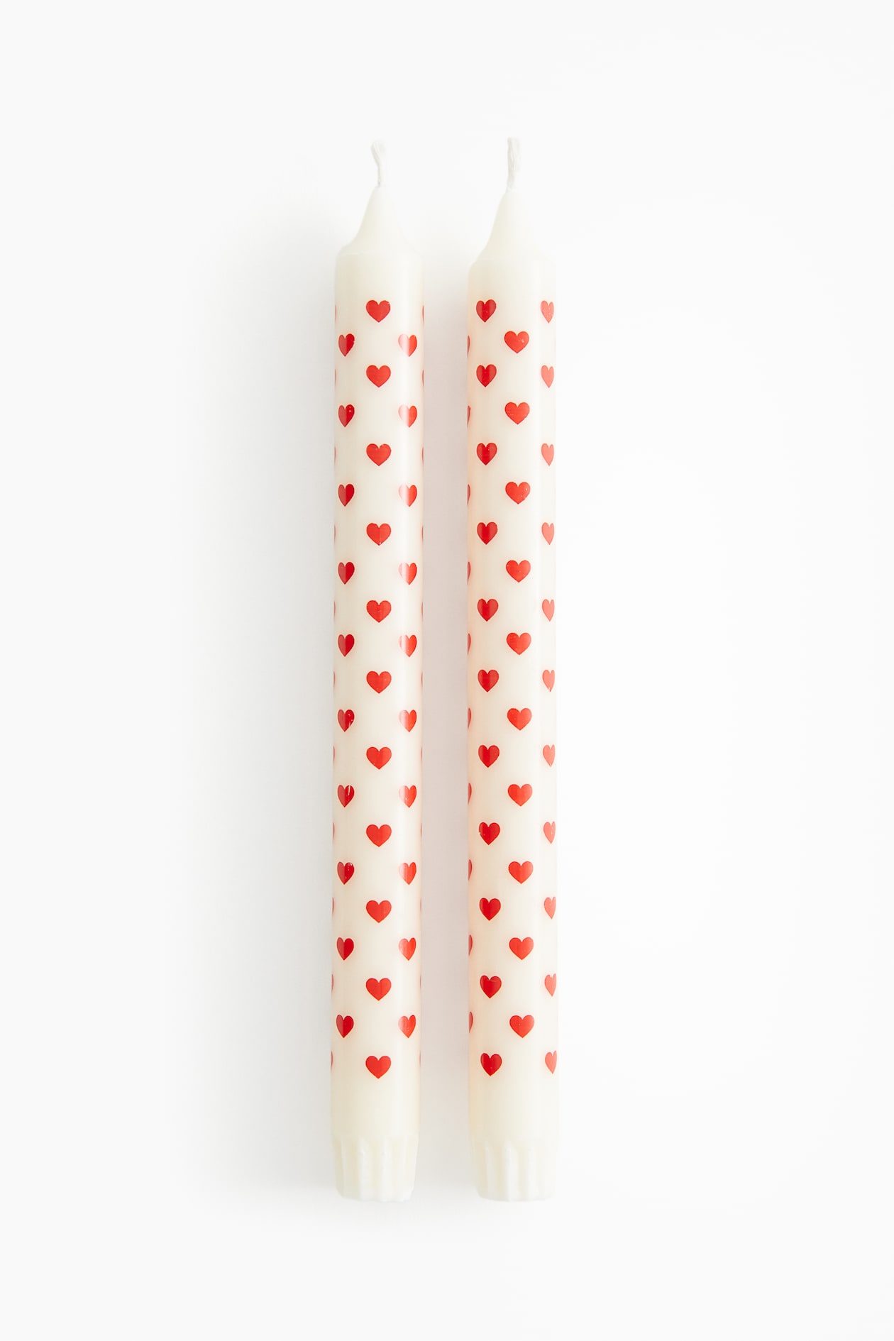 Lot de 2 bougies à motif - Blanc/cœurs - Home All | H&M FR