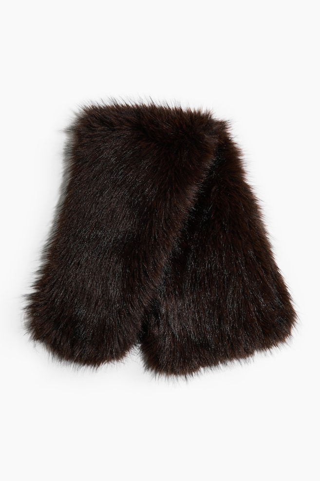 Fluffy shawl collar - Dark brown - 1